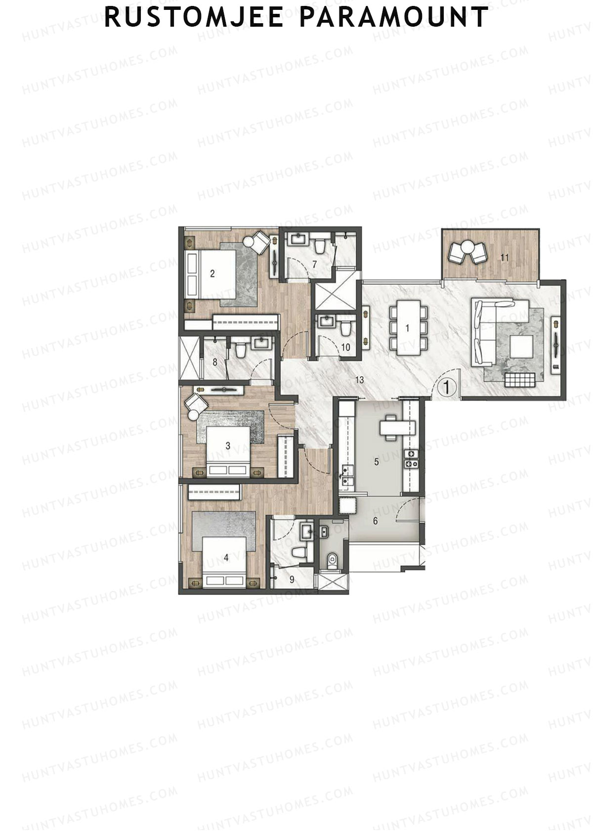 Rustomjee Paramount Wing D Unit 1 Floor Plan