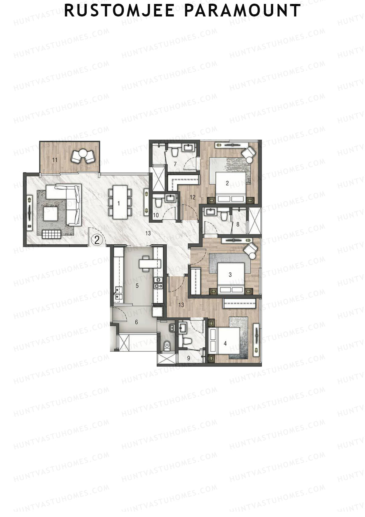 Rustomjee Paramount Wing D Unit 2 Floor Plan