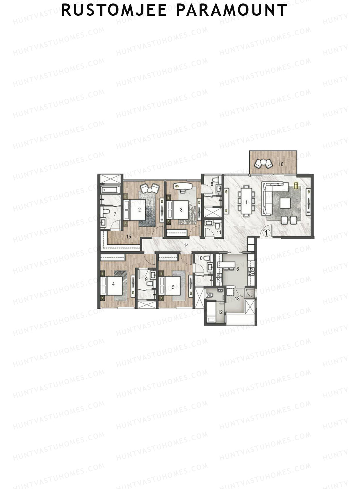 Rustomjee Paramount Wing E Unit 1 Floor Plan