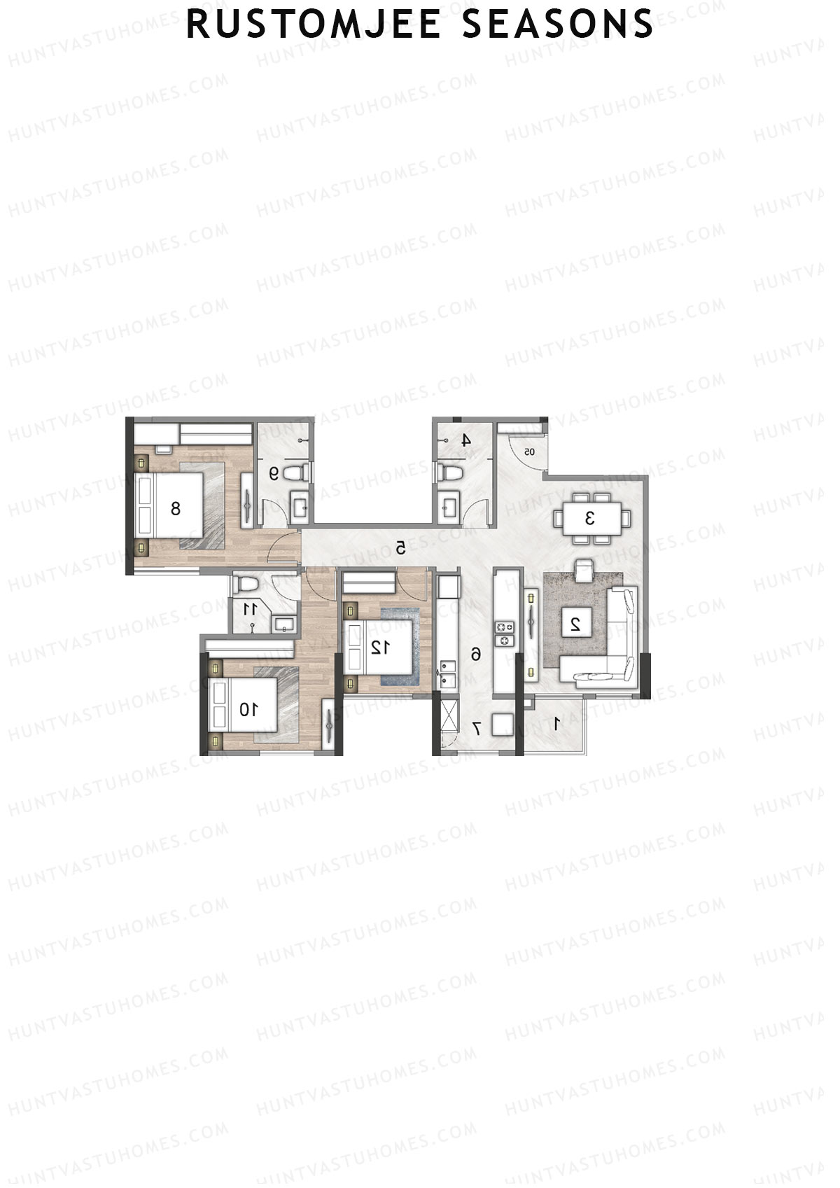 Rustomjee Seasons Wing D Unit 4 Floor Plan