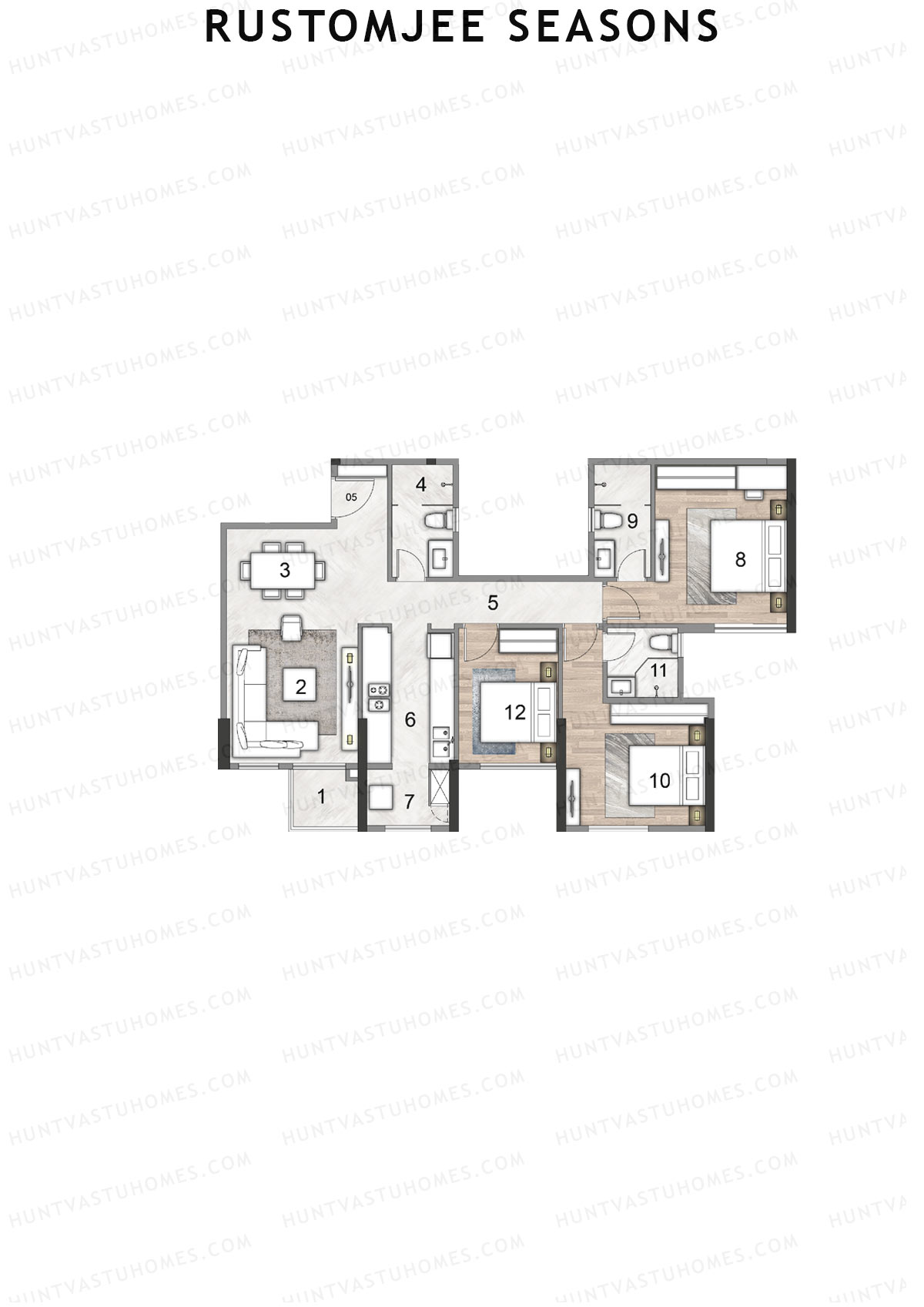 Rustomjee Seasons Wing D Unit 5 Floor Plan