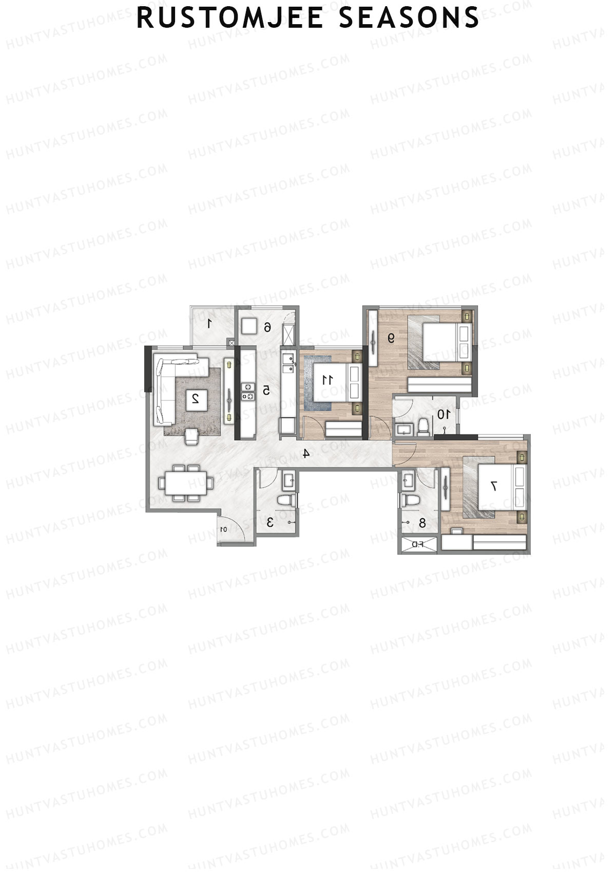 Rustomjee Seasons Wing D Unit 8 Floor Plan