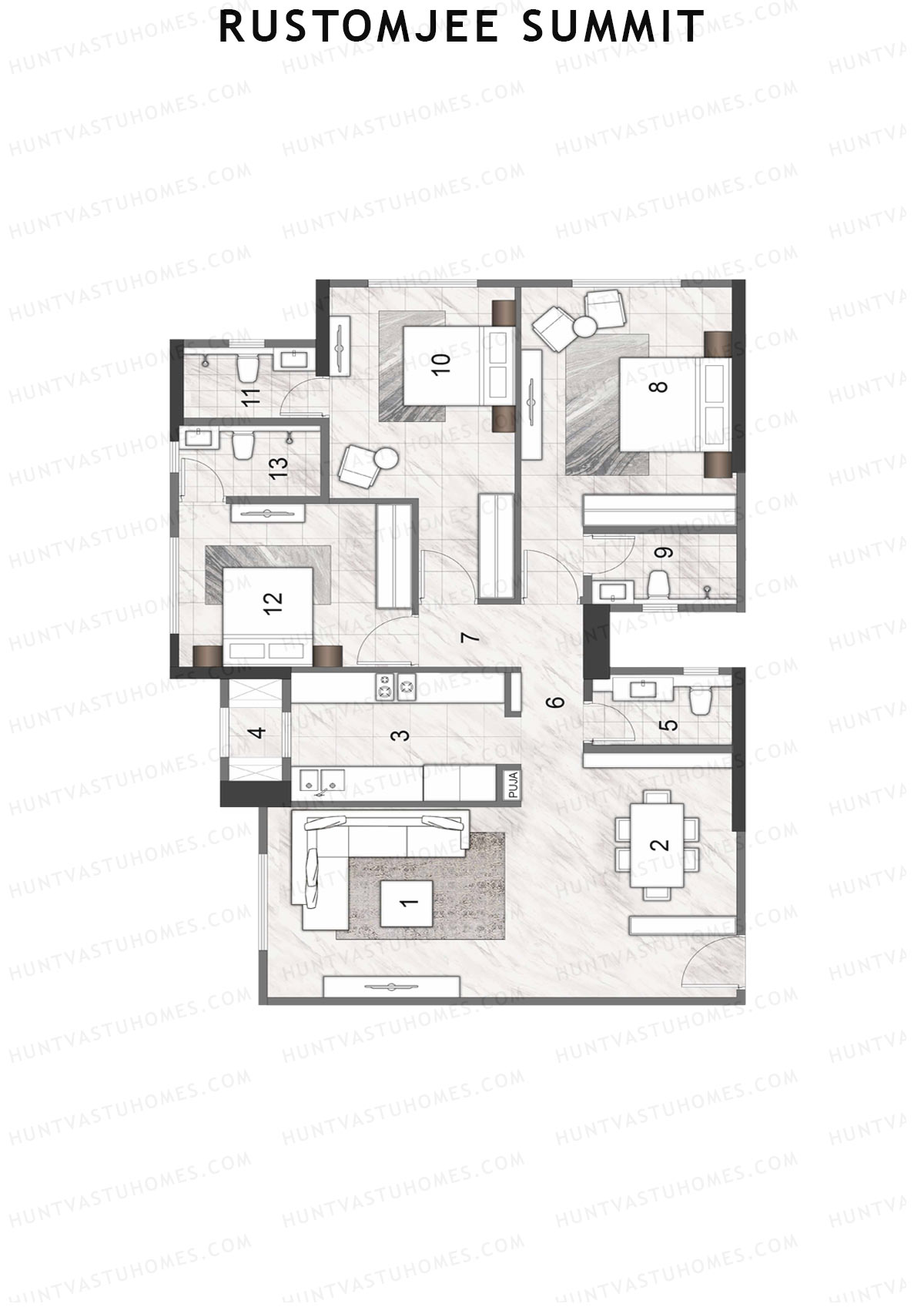 Rustomjee Summit Tower 1 Unit 2 Floor Plan