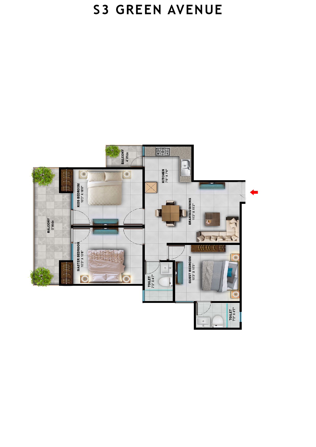 S3 Green Avenue Tower 7 Unit 1 Floor Plan