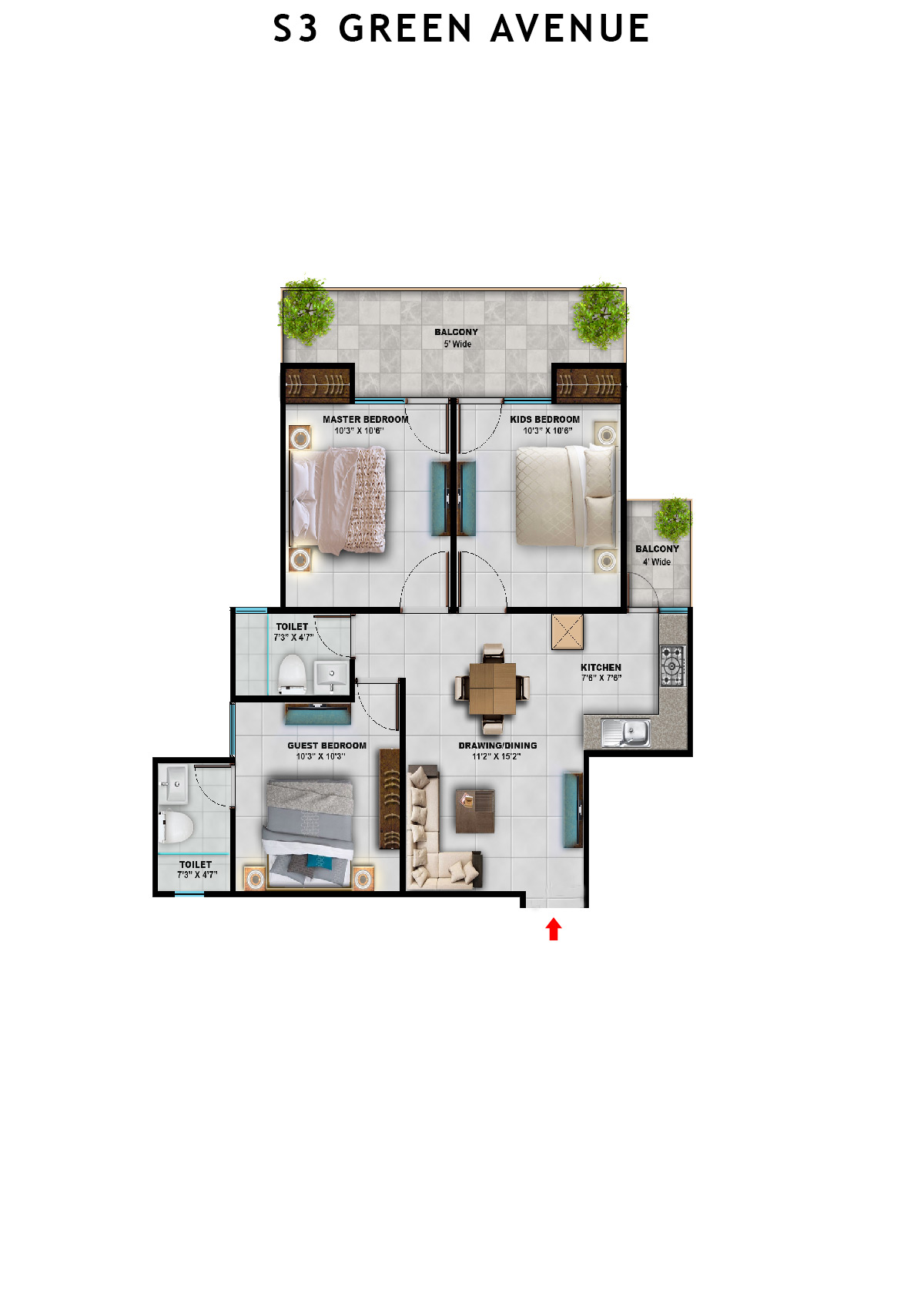 S3 Green Avenue Tower 8 Unit 1 Floor Plan