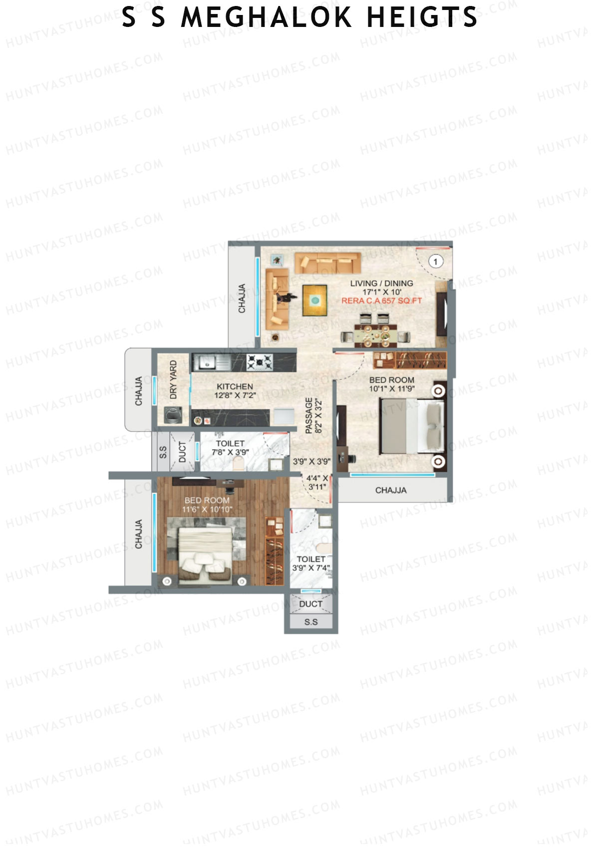 S S Meghalok Heights Block A Unit 1 Floor Plan