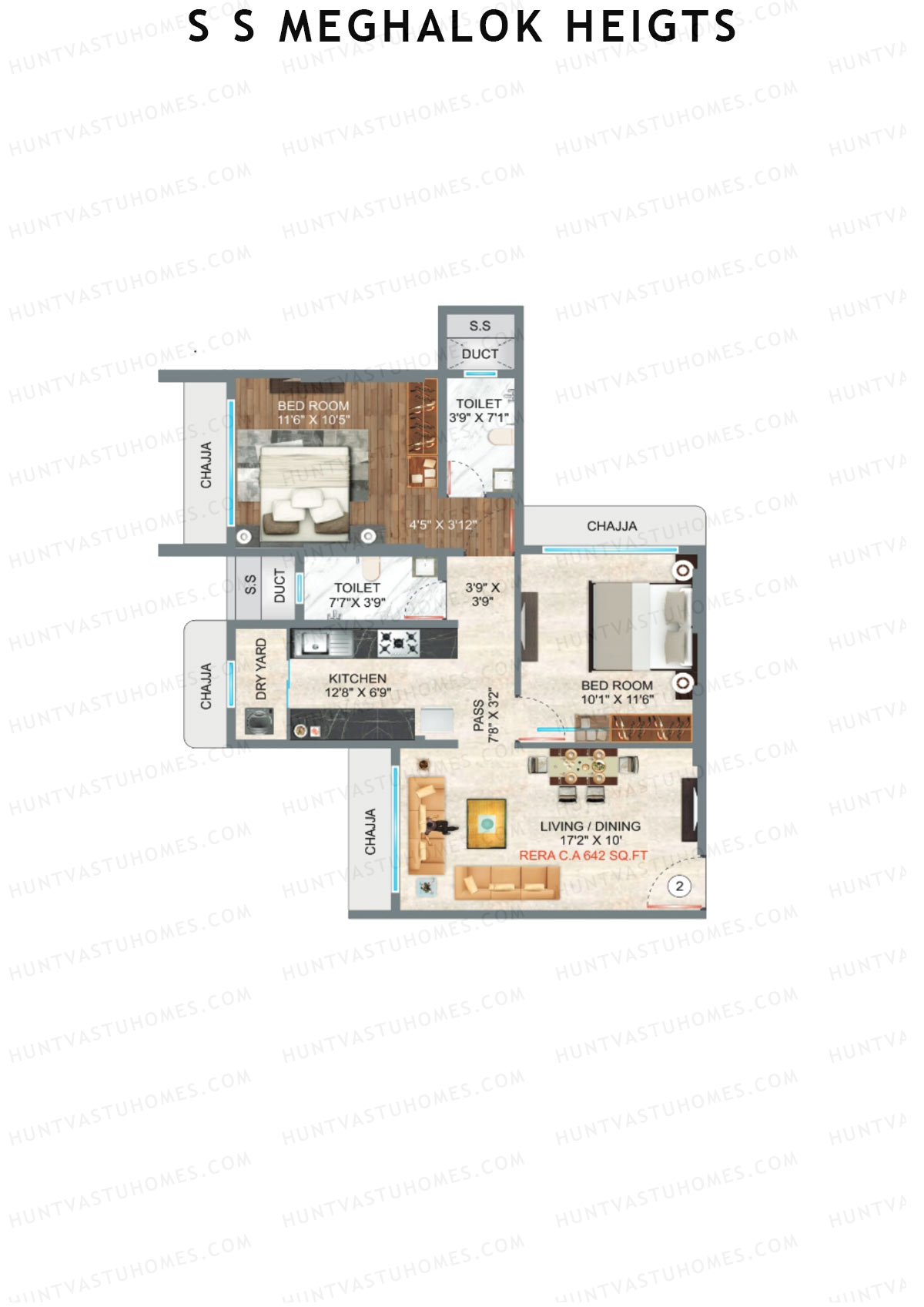 S S Meghalok Heights Block A Unit 2 Floor Plan