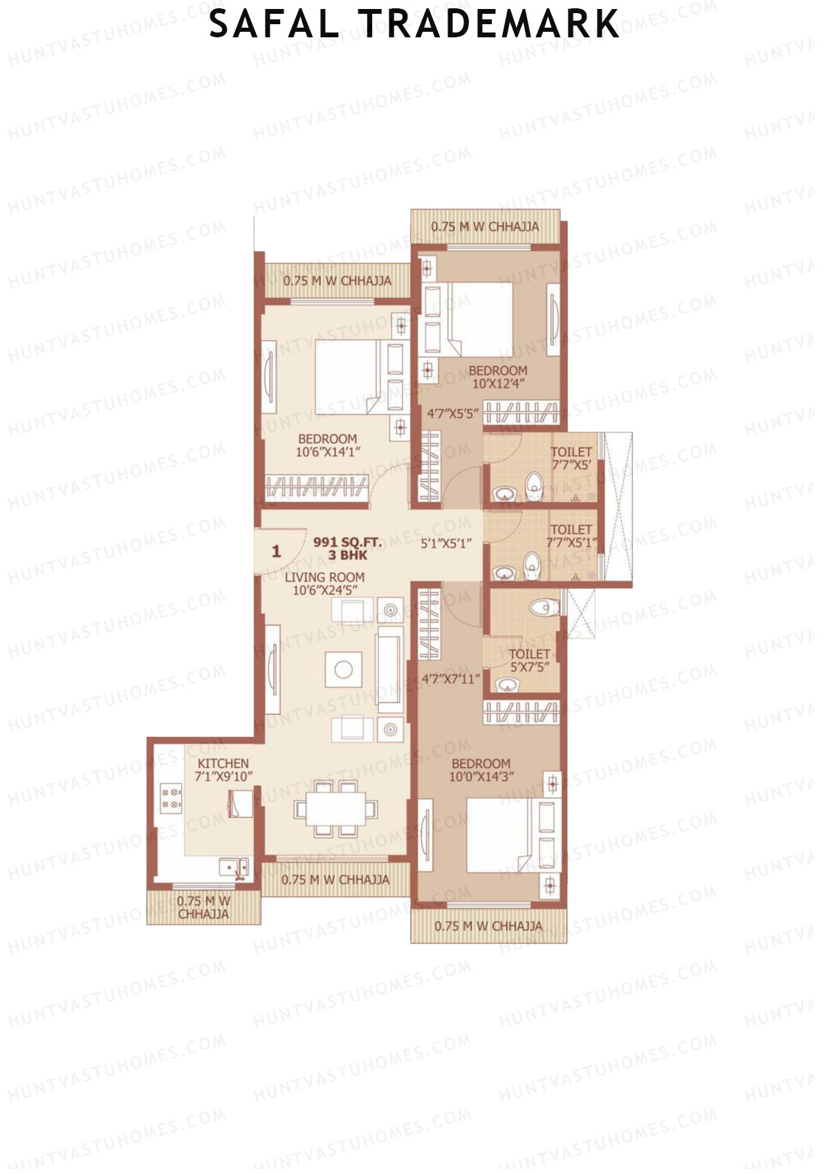 Safal Trademark Tower 3 Unit 1 Floor Plan