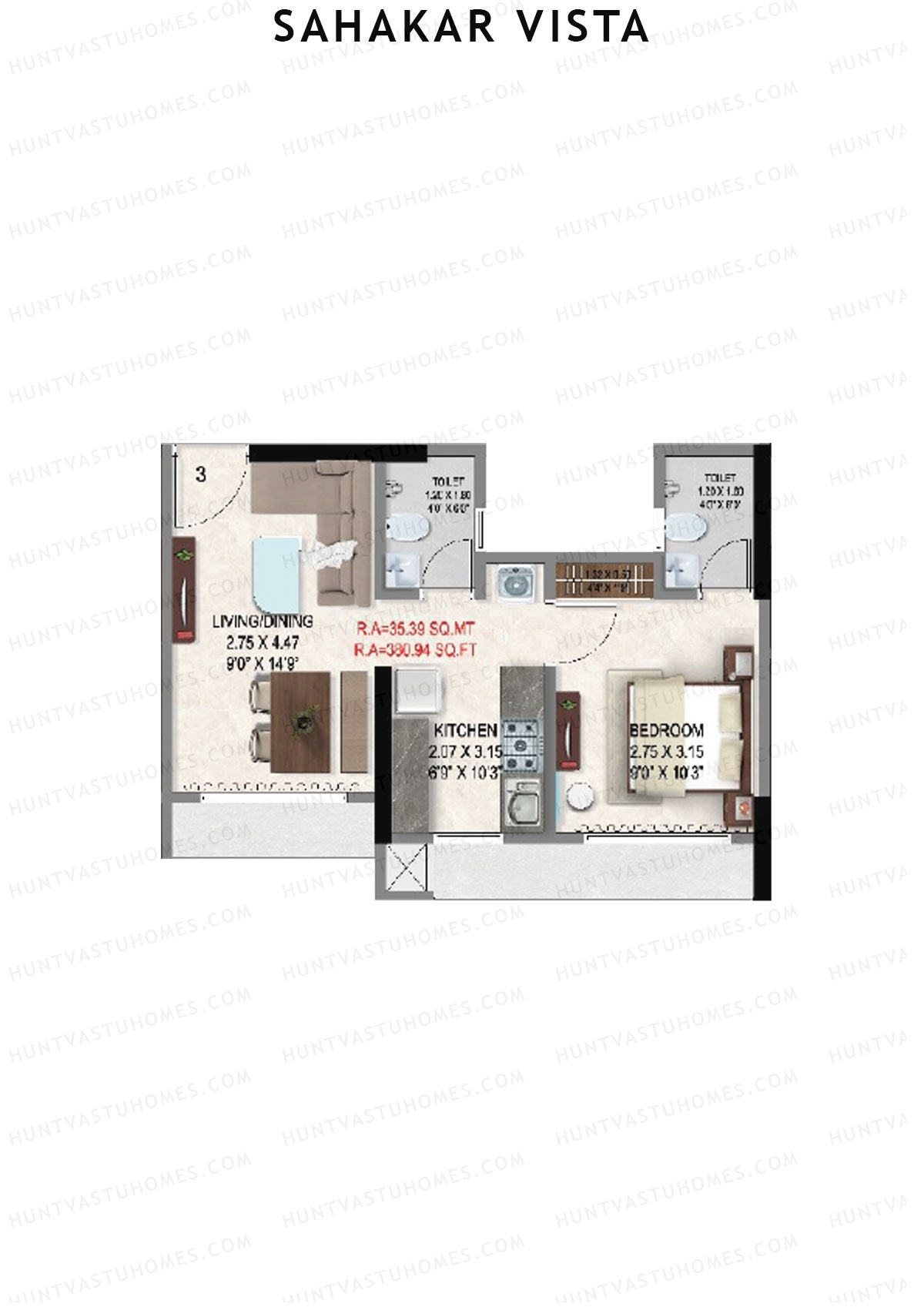 Sahakar Vista Wing B Unit 3 Floor Plan