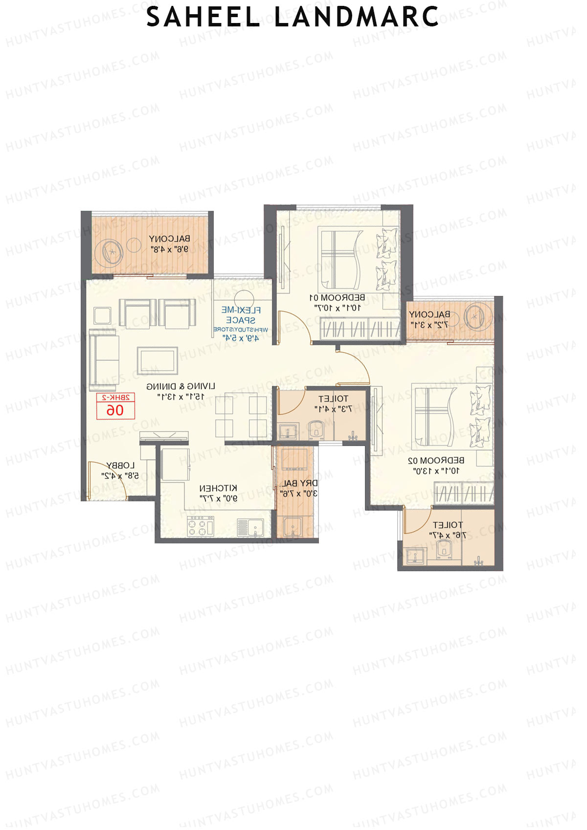 Saheel Landmarc Tower 1 Unit 2 (Type 2) Floor Plan