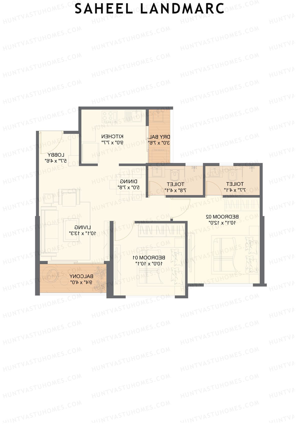 Saheel Landmarc Tower 2 Unit 4 (Type 1) Floor Plan