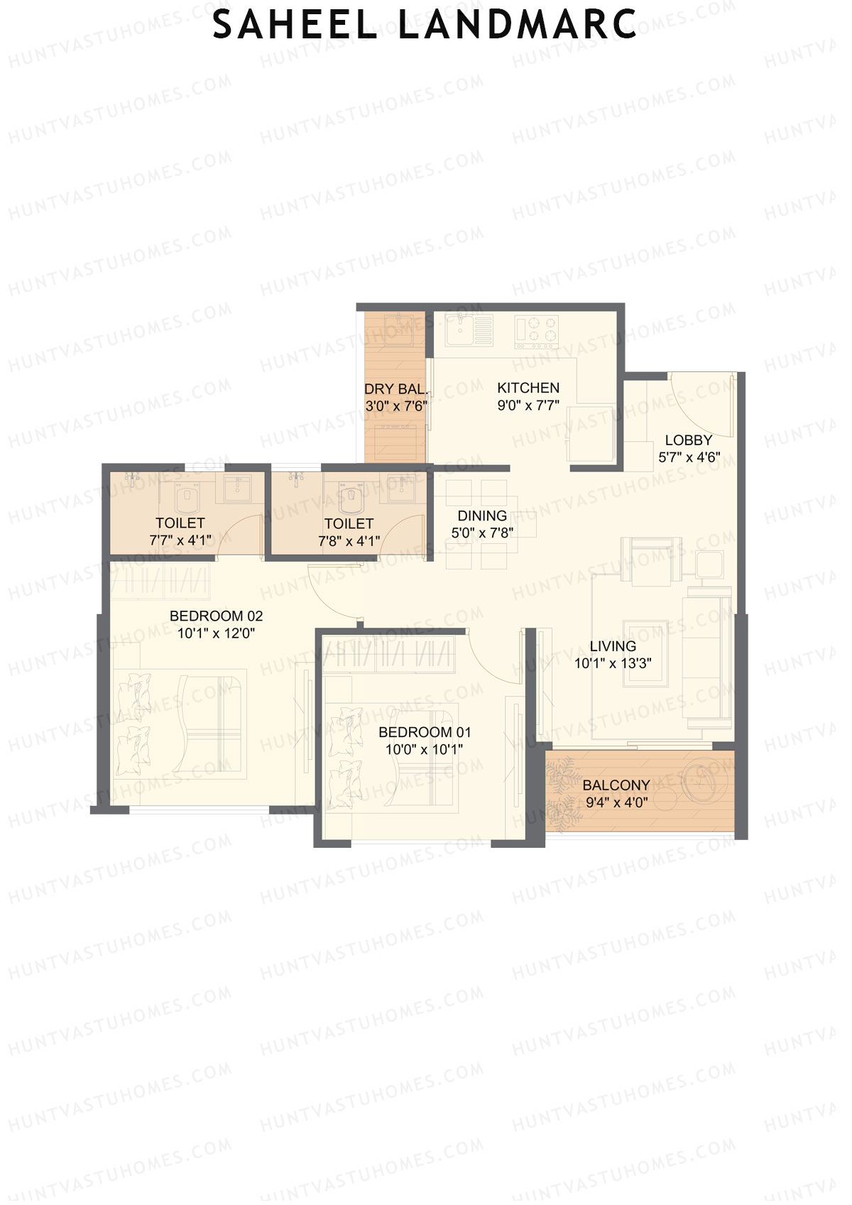 Saheel Landmarc Tower 2 Unit 5 (Type 1) Floor Plan