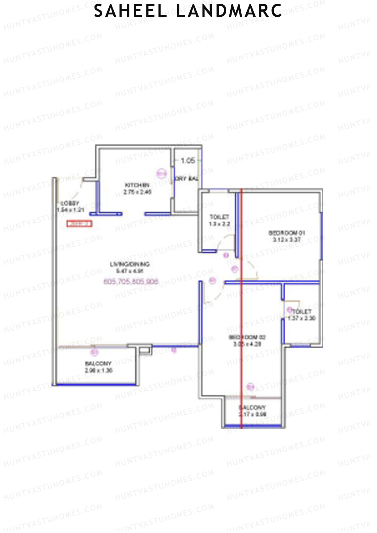 Saheel Landmarc Tower 3 Unit 5 (Type 3) Floor Plan