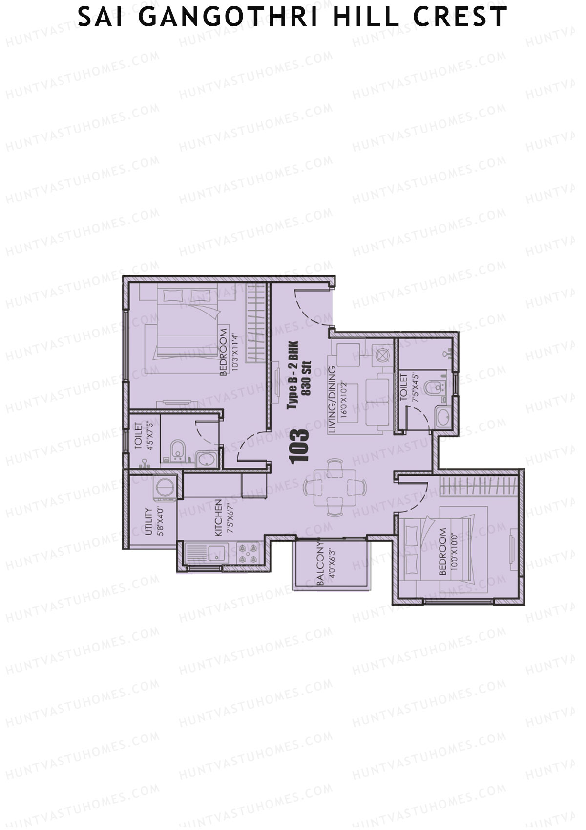Sai Gangothri Hill Crest Tower 1 Unit 10 (Type B) Floor Plan