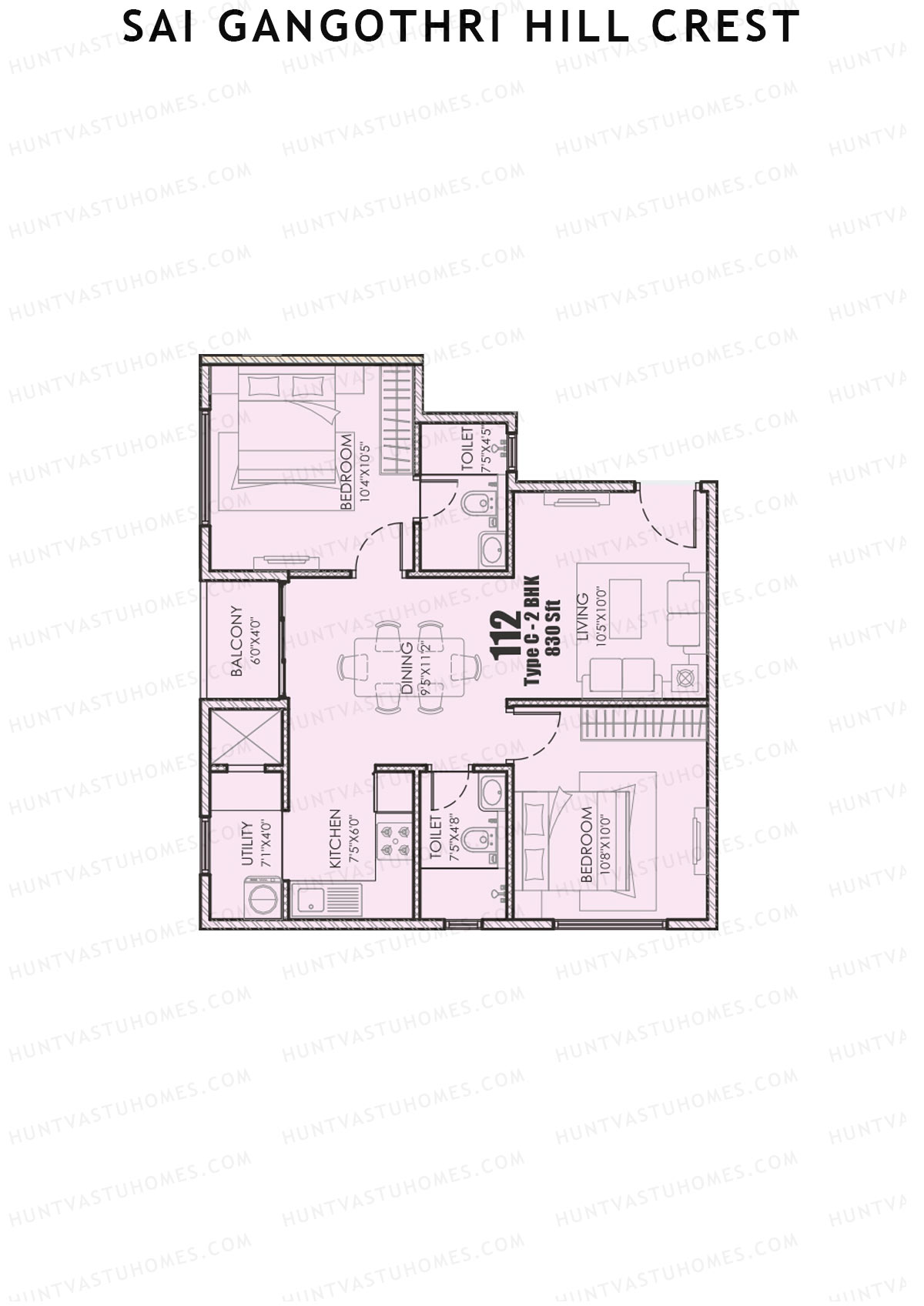 Sai Gangothri Hill Crest Tower 1 Unit 12 (Type C) Floor Plan