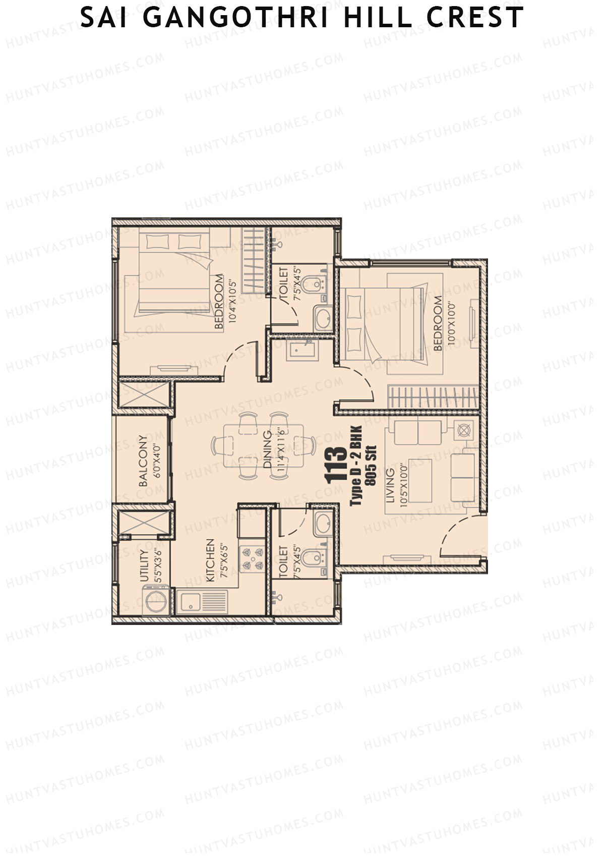 Sai Gangothri Hill Crest Tower 1 Unit 14 (Type D) Floor Plan