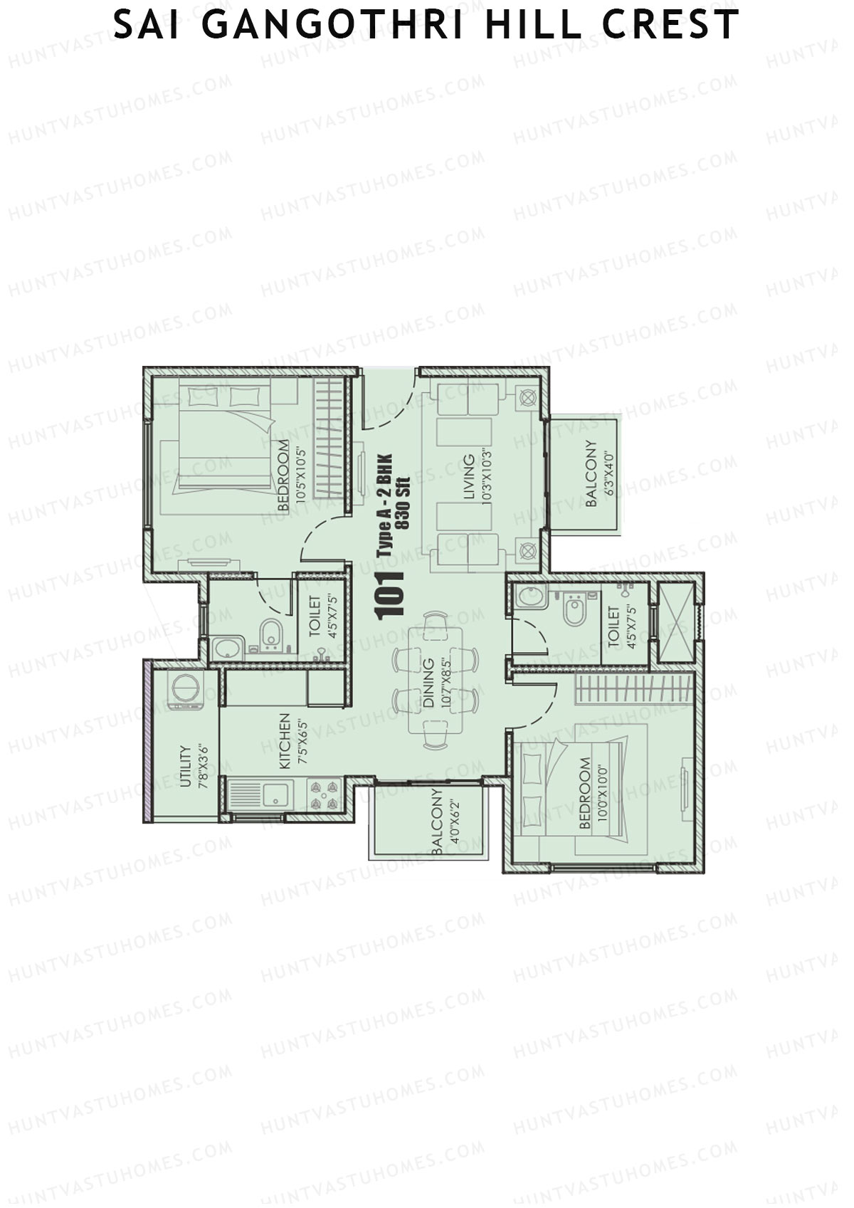 Sai Gangothri Hill Crest Tower 1 Unit 1 (Type A) Floor Plan