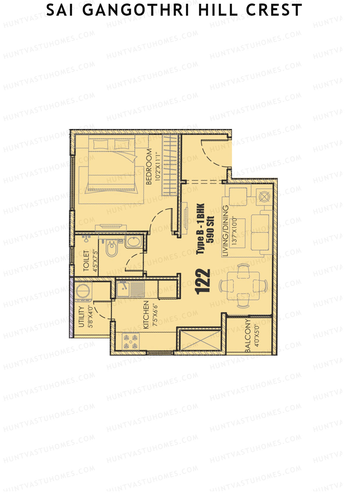 Sai Gangothri Hill Crest Tower 1 Unit 22 (Type B) Floor Plan