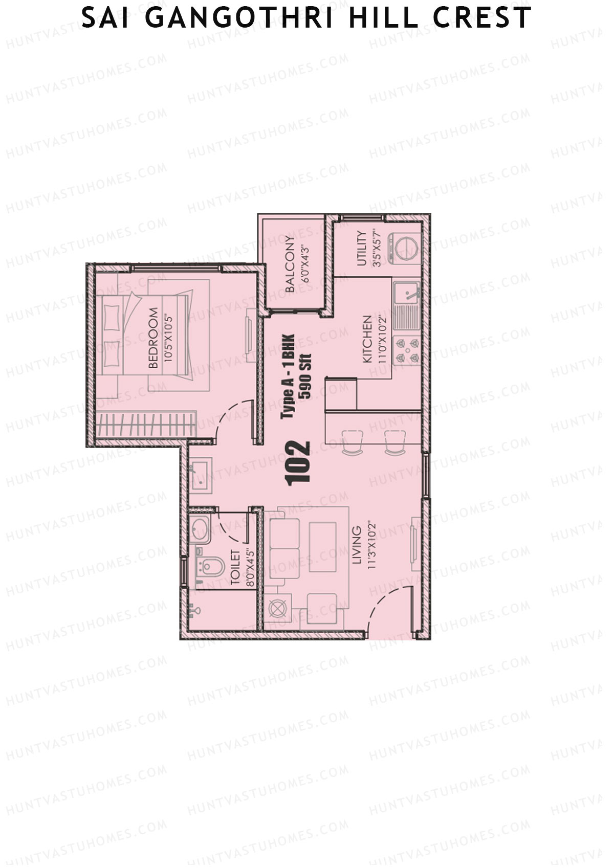 Sai Gangothri Hill Crest Tower 1 Unit 8 (Type A) Floor Plan