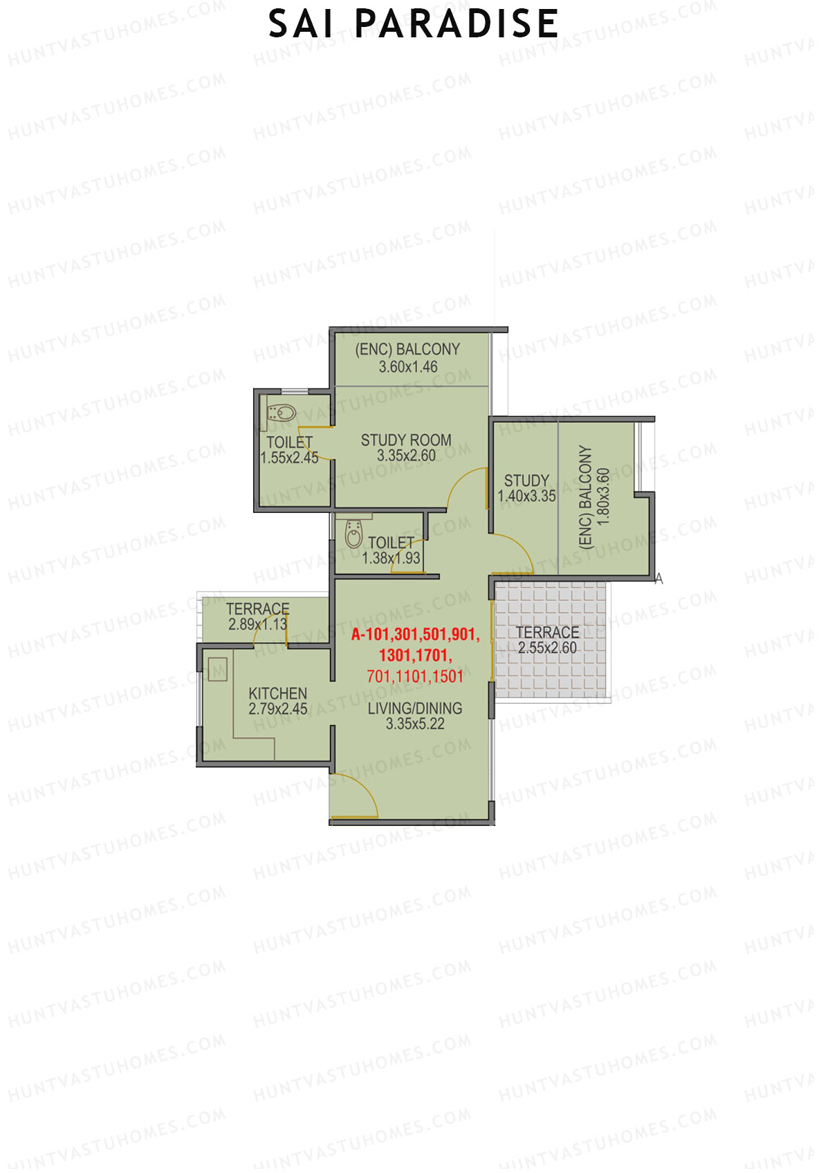 Sai Paradise Tower A Unit 1 Floor Plan