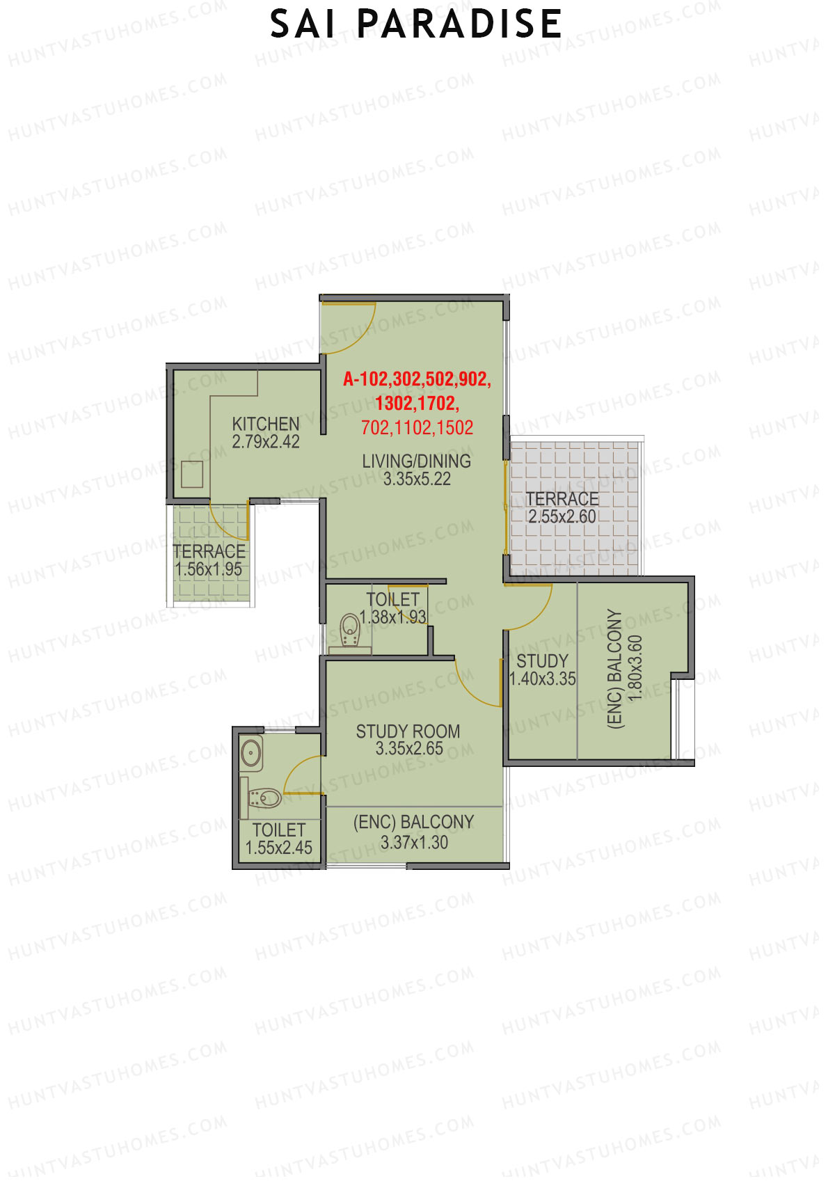 Sai Paradise Tower A Unit 2 Floor Plan