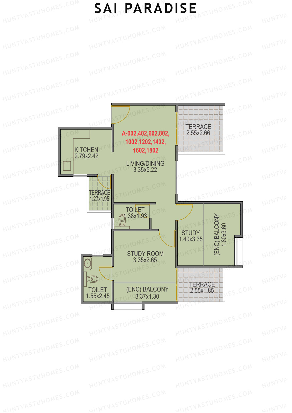 Sai Paradise Tower A Unit 2 Floor Plan