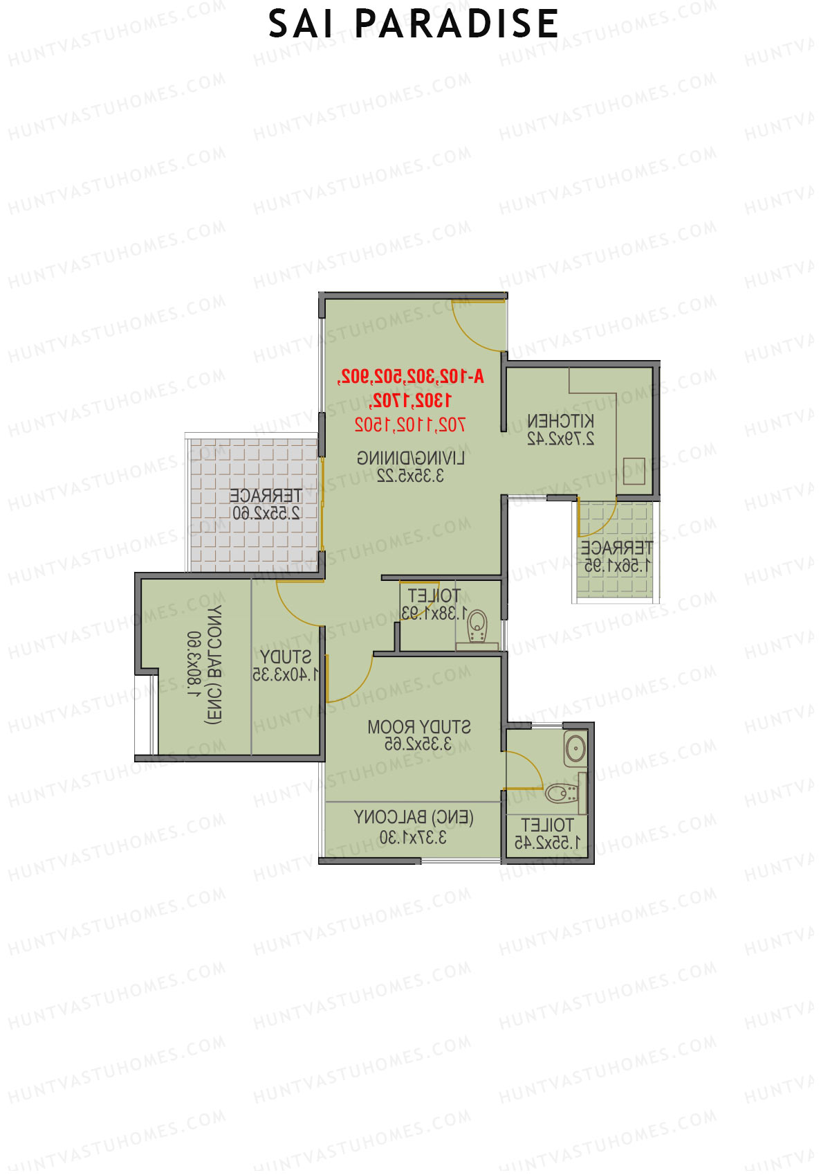 Sai Paradise Tower A Unit 3 Floor Plan
