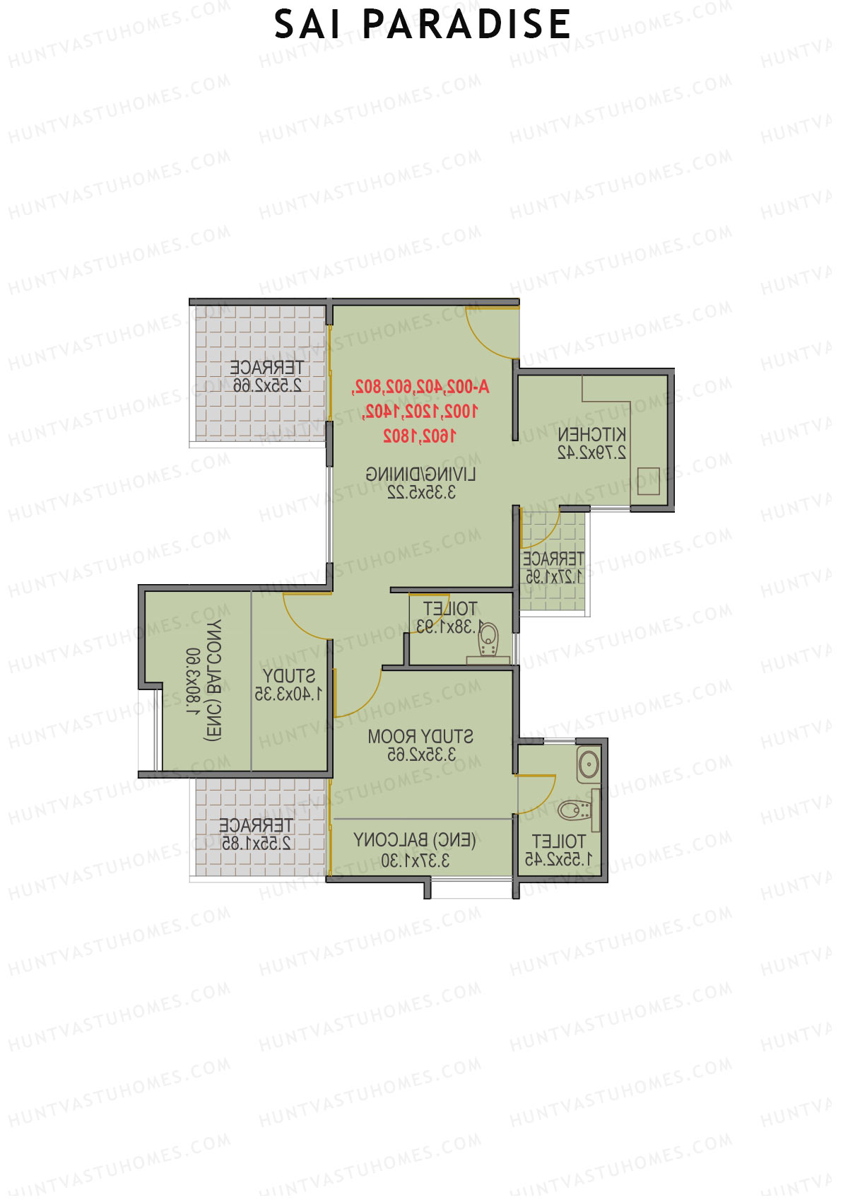 Sai Paradise Tower A Unit 3 Floor Plan
