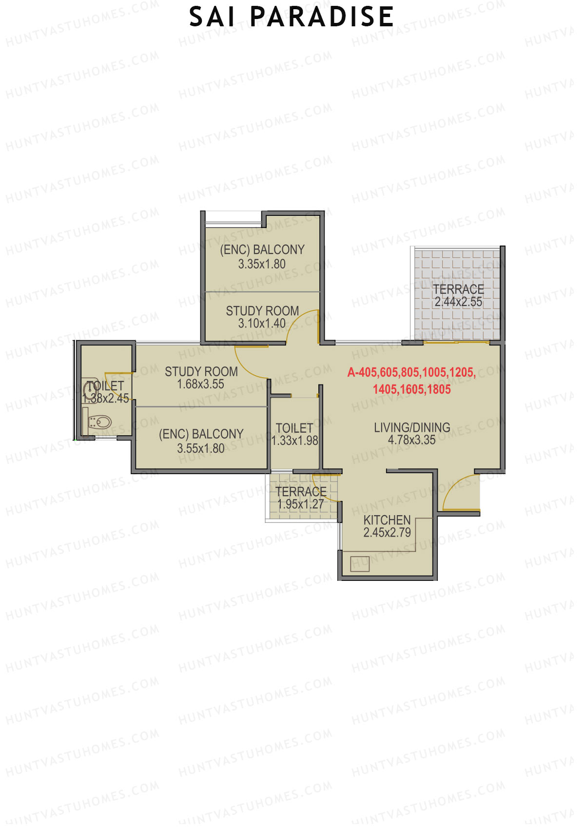 Sai Paradise Tower A Unit 5 Floor Plan