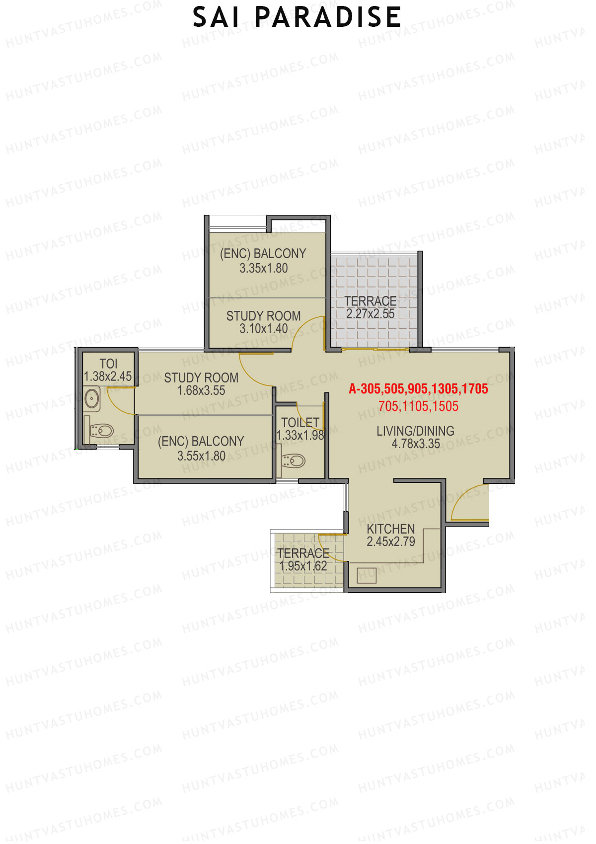 Sai Paradise Tower A Unit 5 Floor Plan
