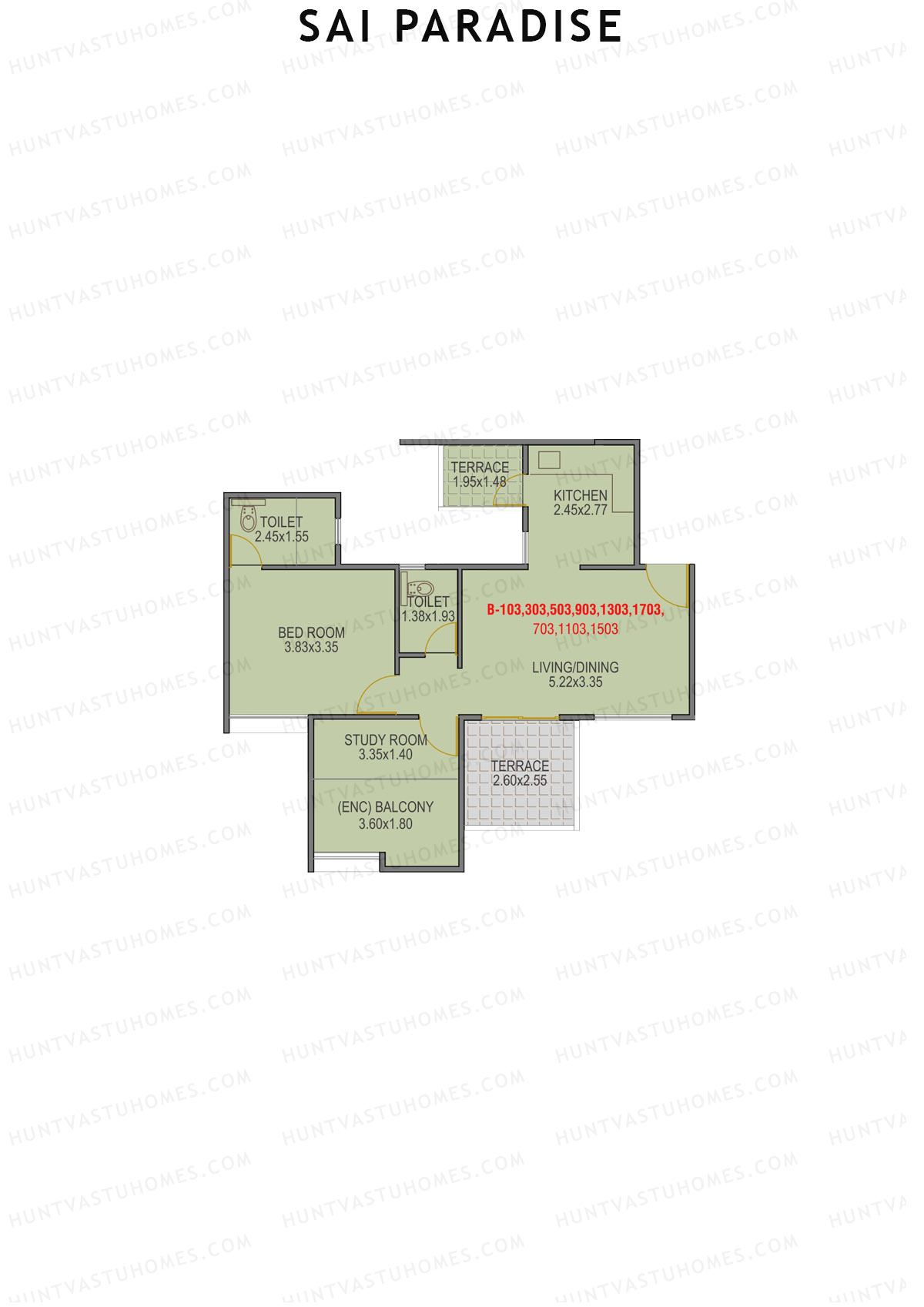 Sai Paradise Tower B Unit 3 Floor Plan