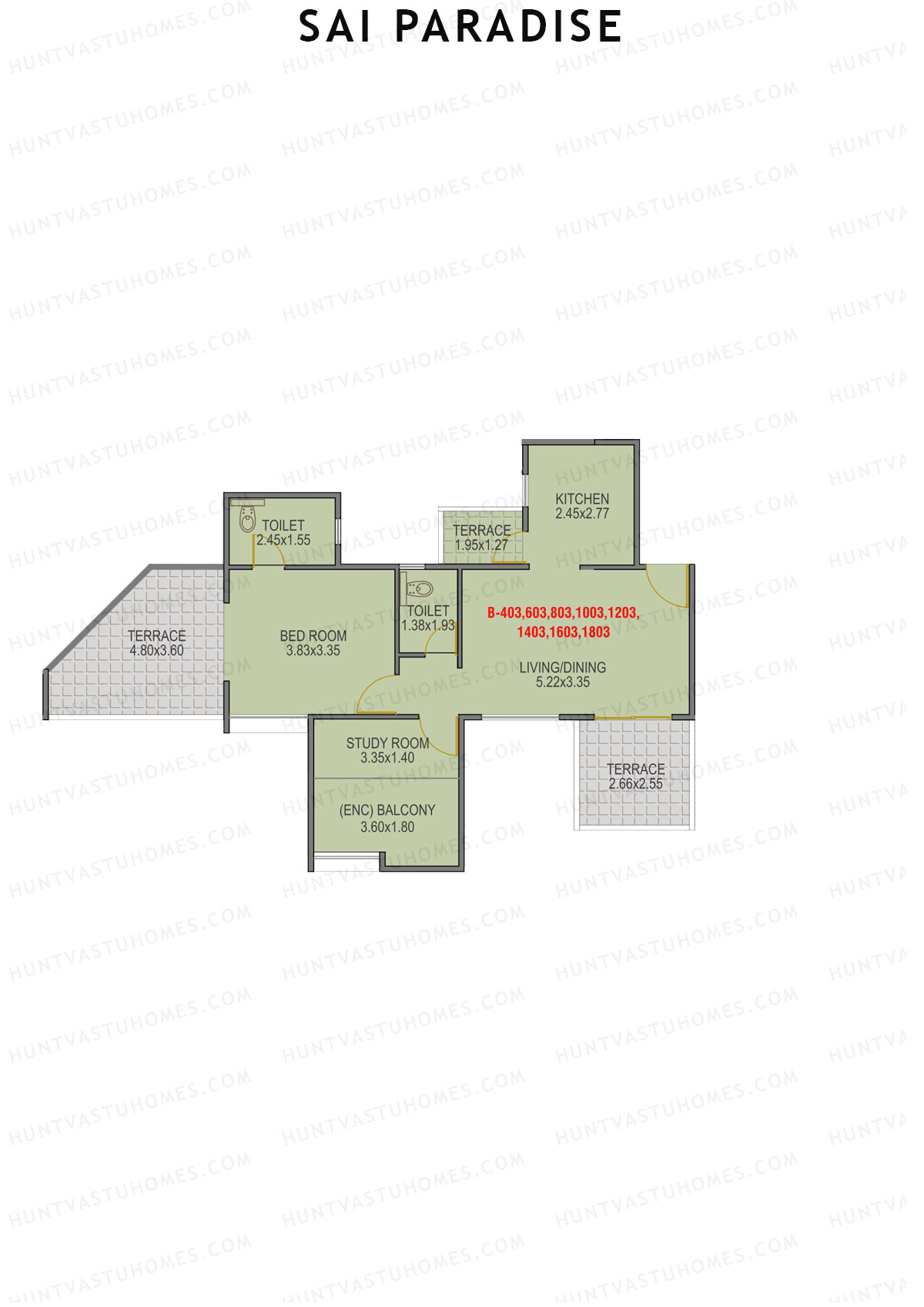 Sai Paradise Tower B Unit 3 Floor Plan