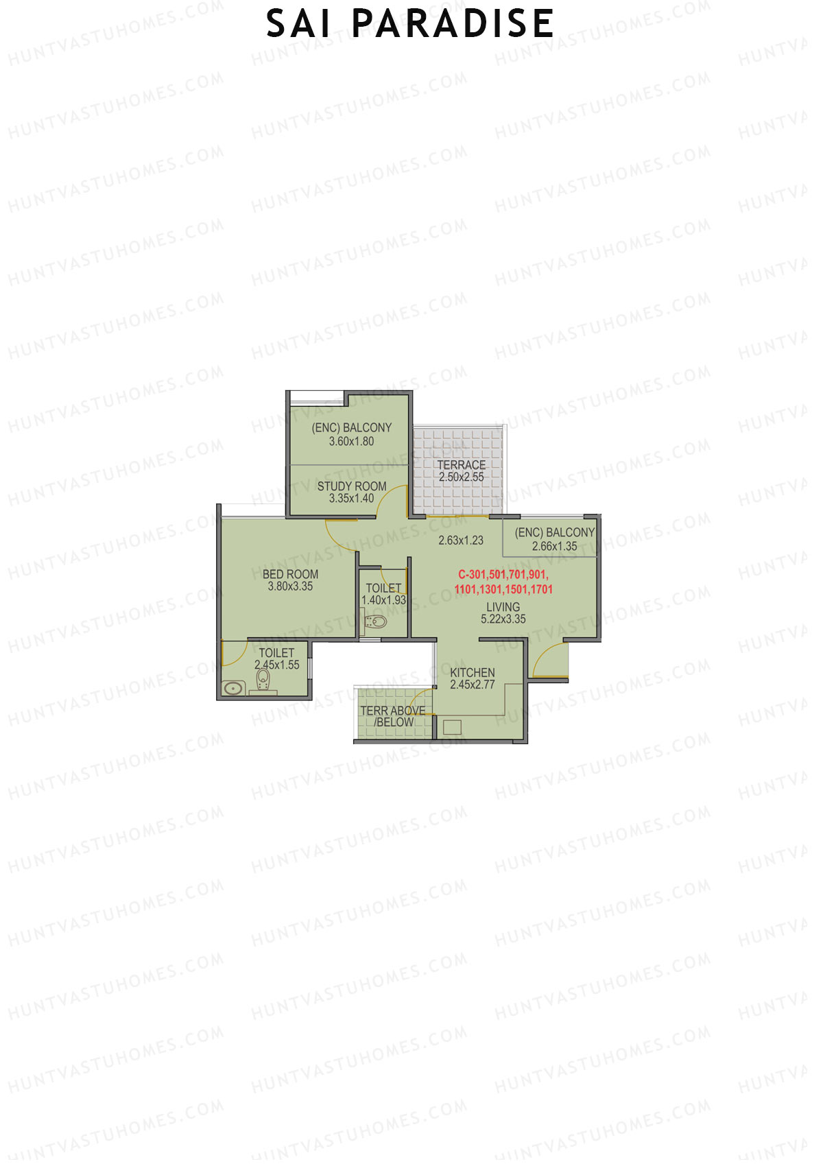 Sai Paradise Tower C Unit 1 Floor Plan