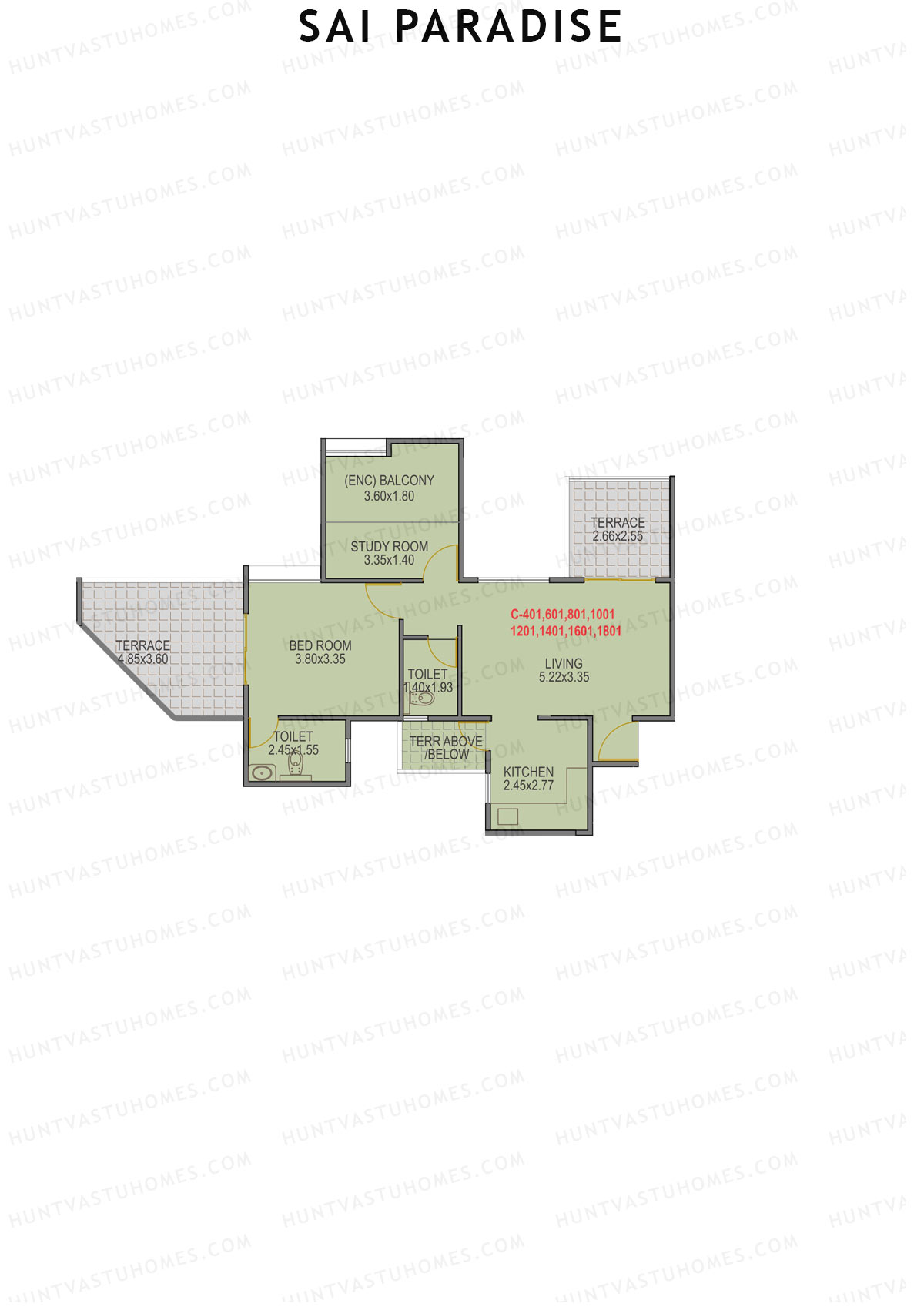 Sai Paradise Tower C Unit 1 Floor Plan