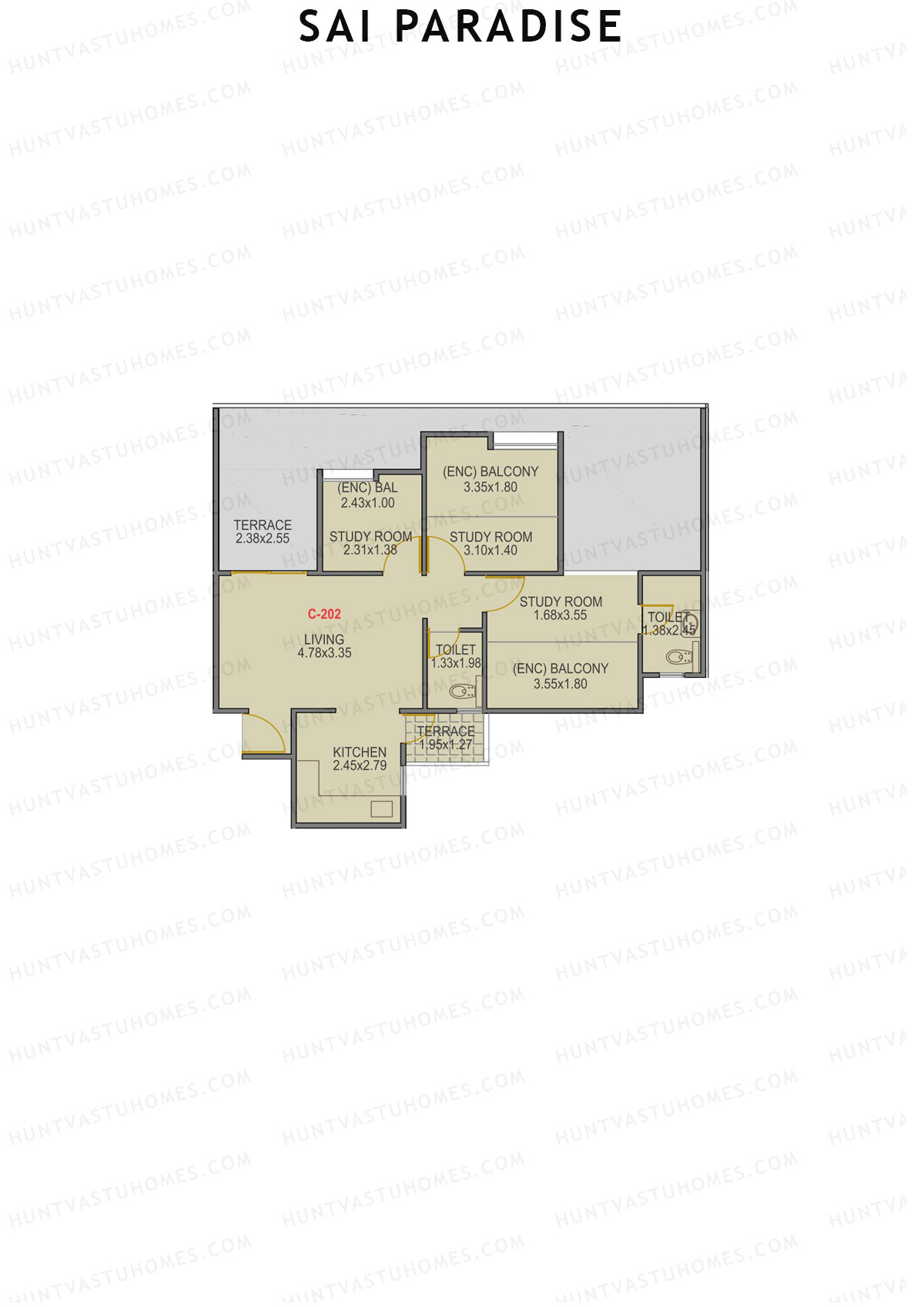 Sai Paradise Tower C Unit 2 Floor Plan