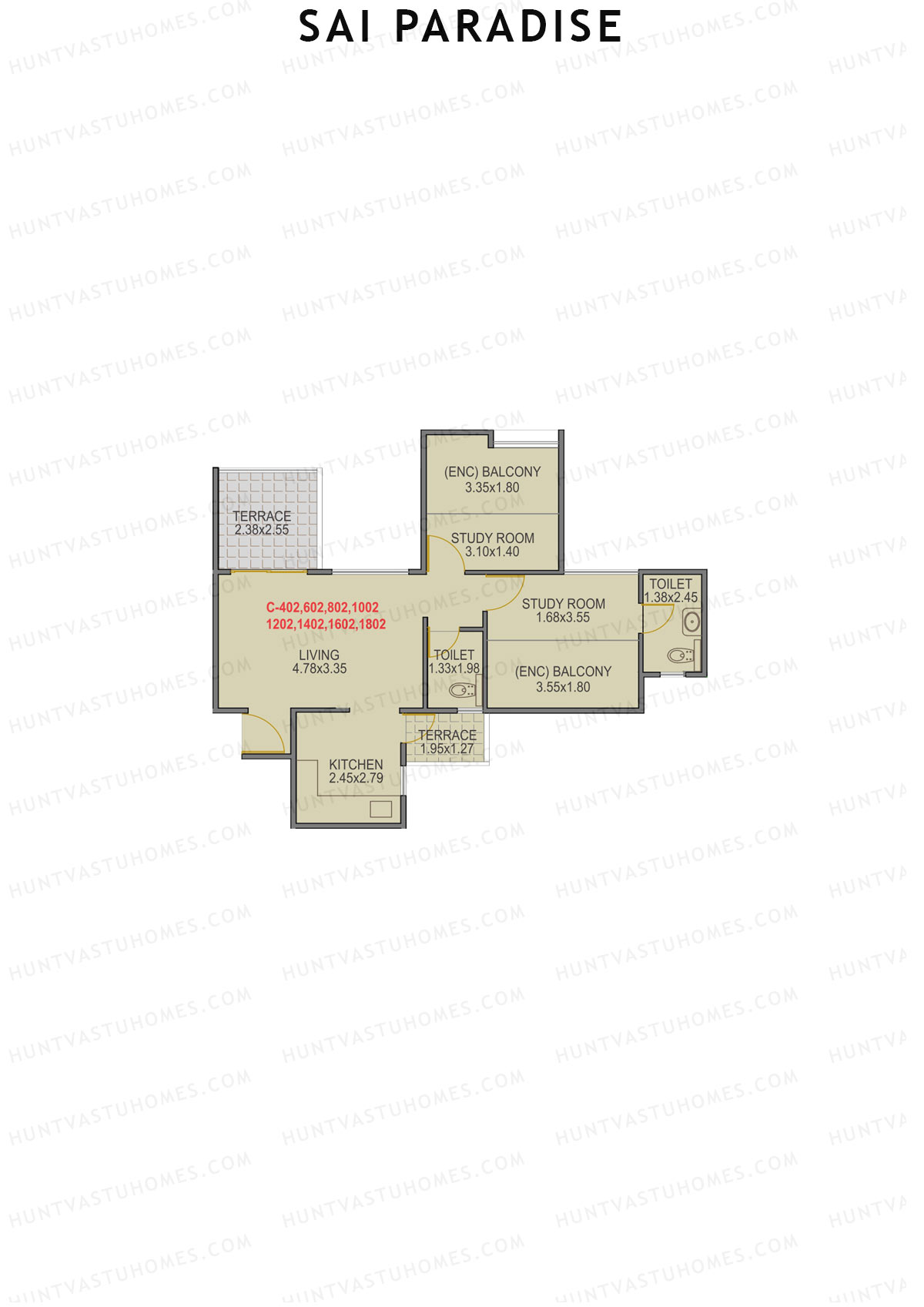 Sai Paradise Tower C Unit 2 Floor Plan