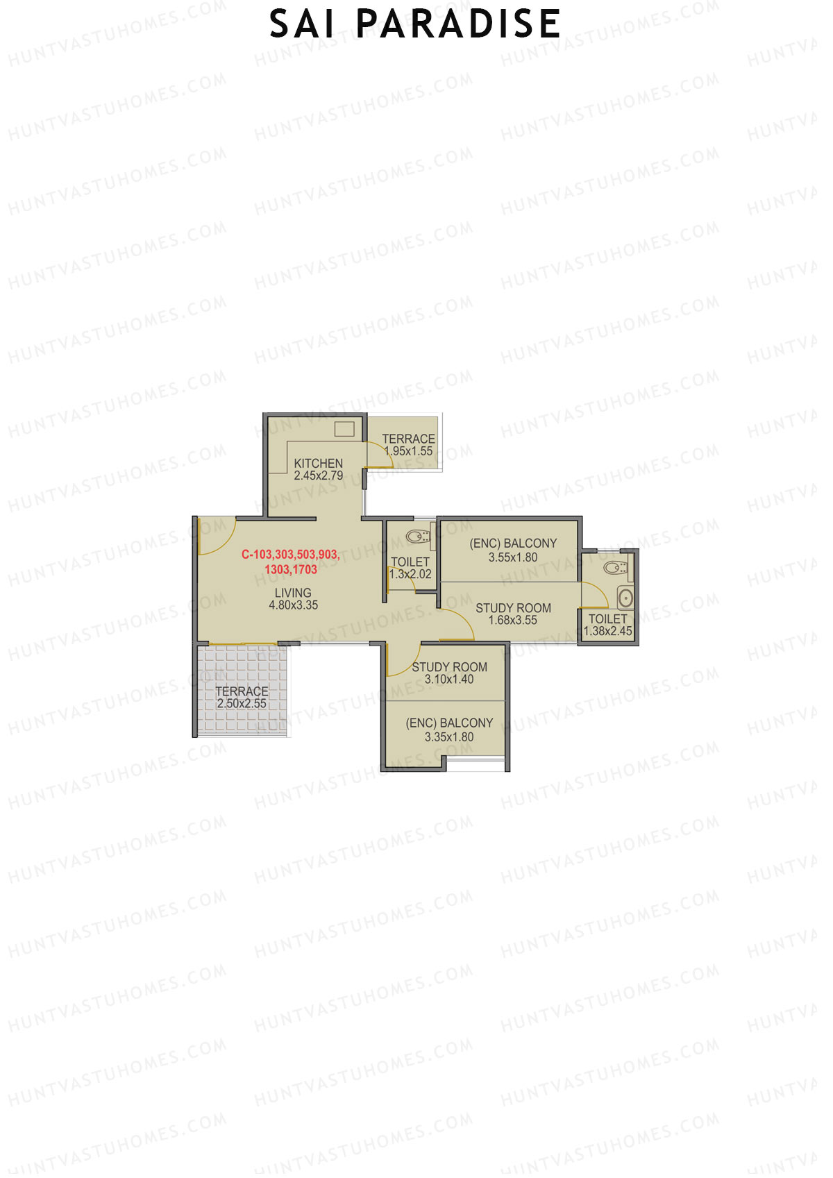 Sai Paradise Tower C Unit 3 Floor Plan