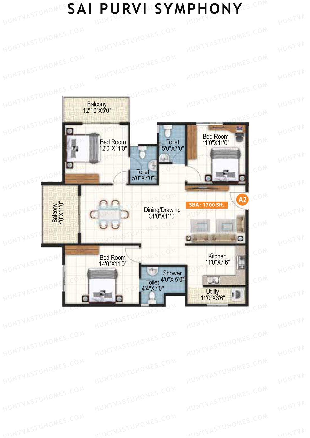 Sai Purvi Symphony Block A Unit 2 Floor Plan