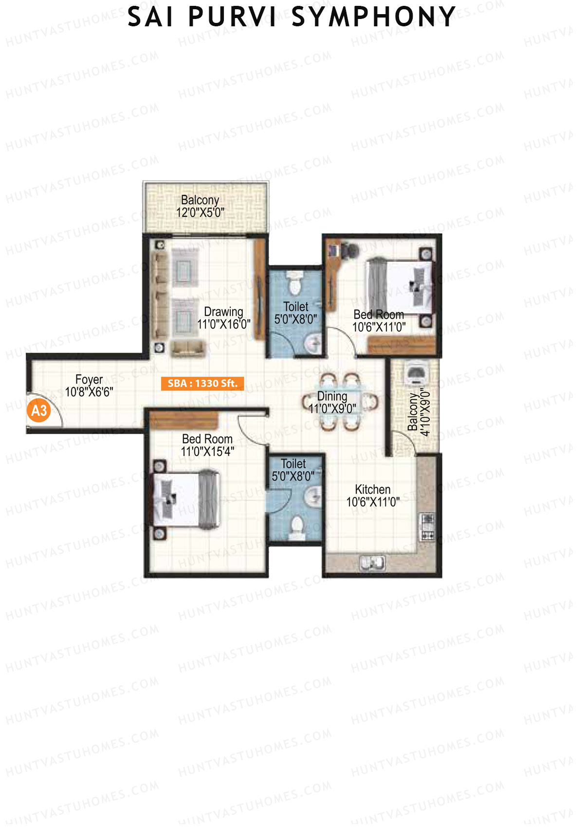 Sai Purvi Symphony Block A Unit 3 Floor Plan