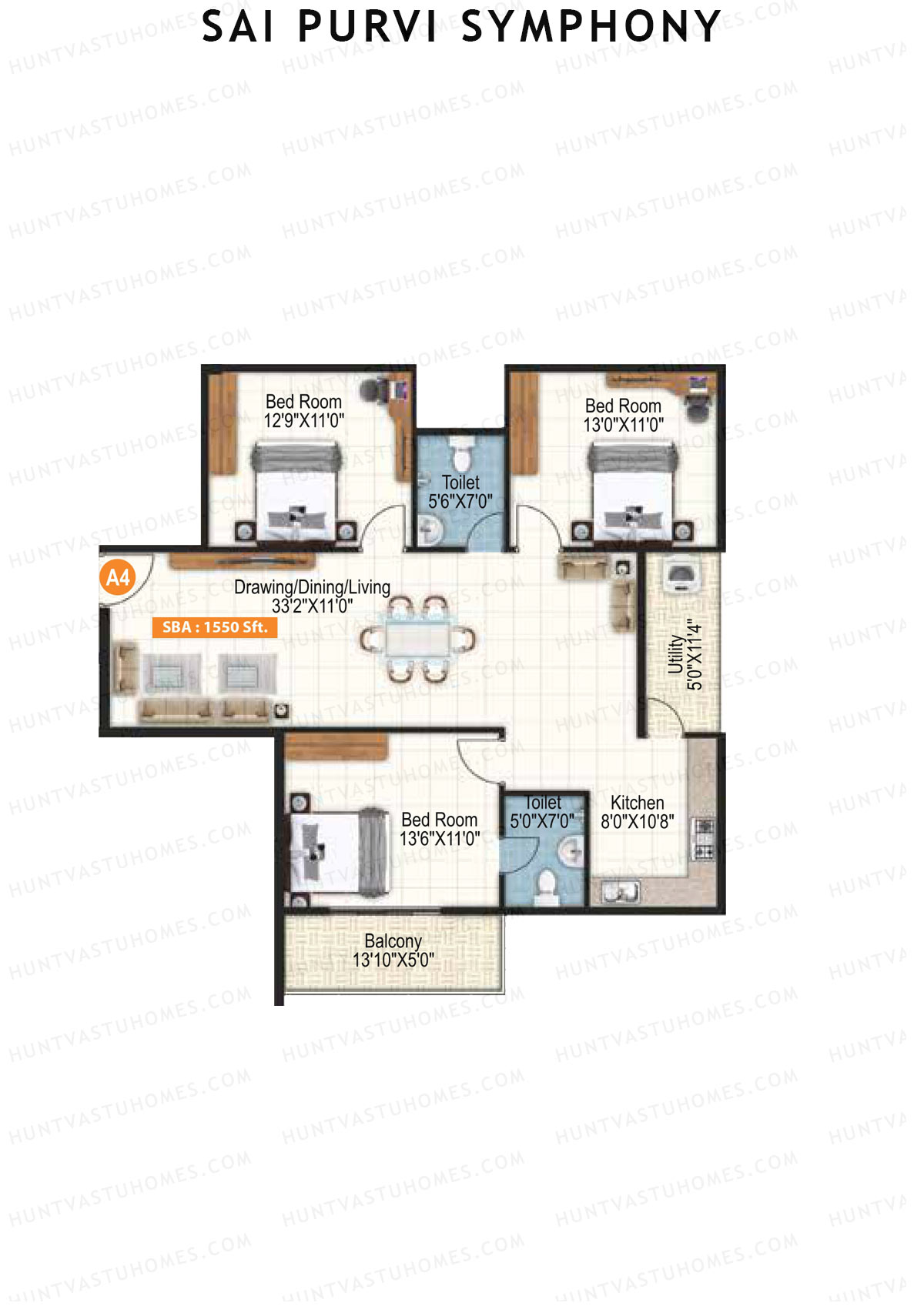 Sai Purvi Symphony Block A Unit 4 Floor Plan