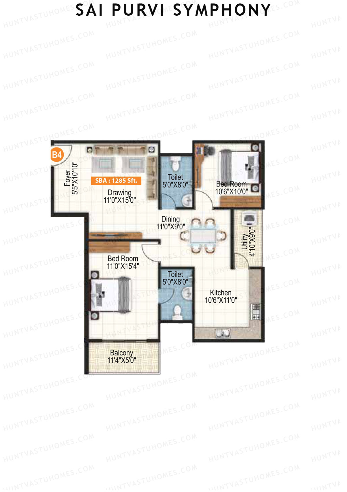 Sai Purvi Symphony Block B Unit 4 Floor Plan