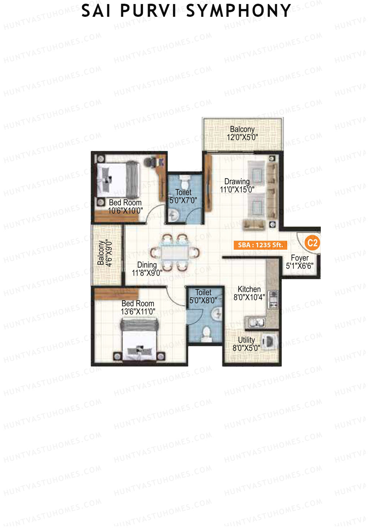 Sai Purvi Symphony Block C Unit 2 Floor Plan