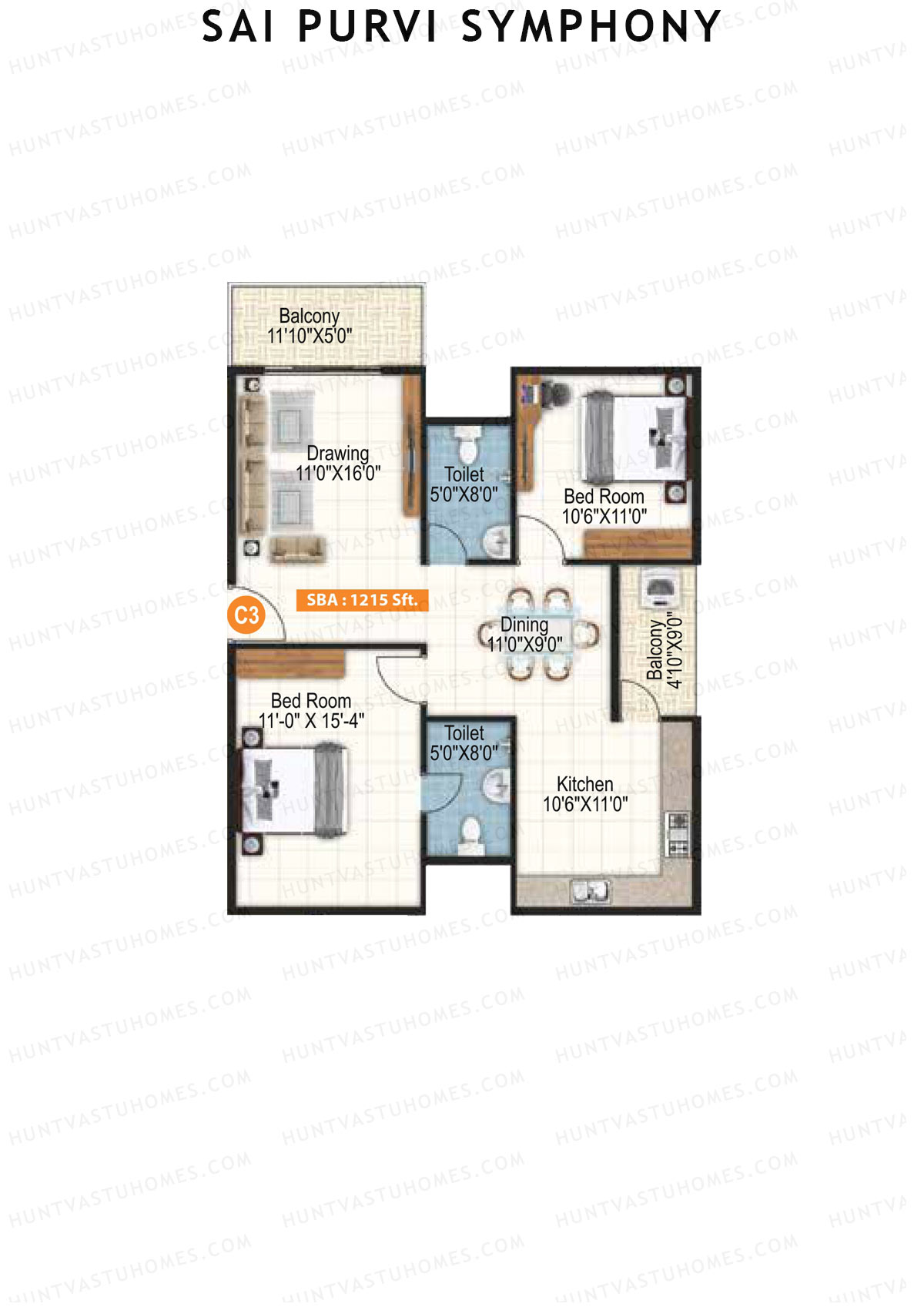 Sai Purvi Symphony Block C Unit 3 Floor Plan