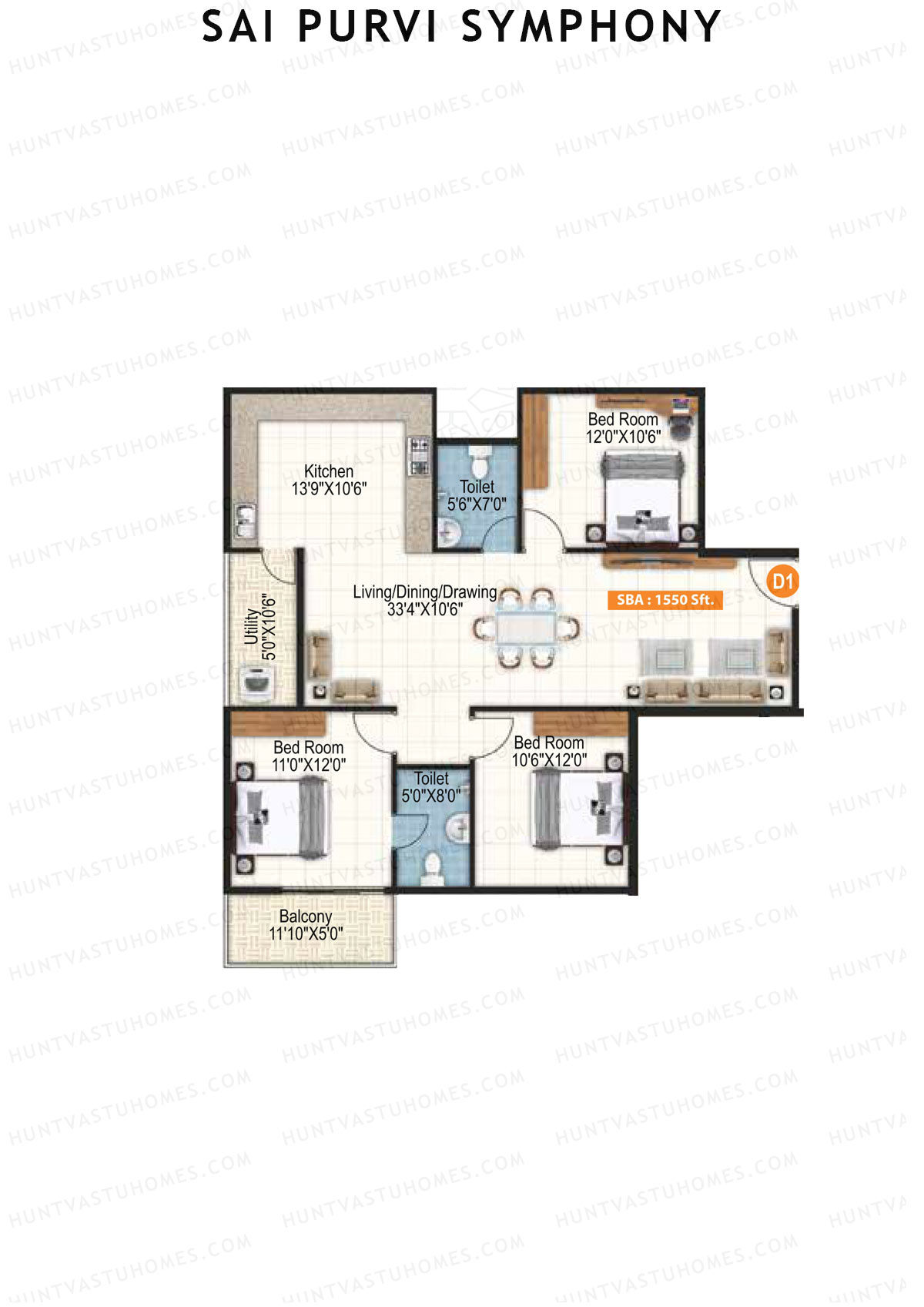 Sai Purvi Symphony Block D Unit 1 Floor Plan