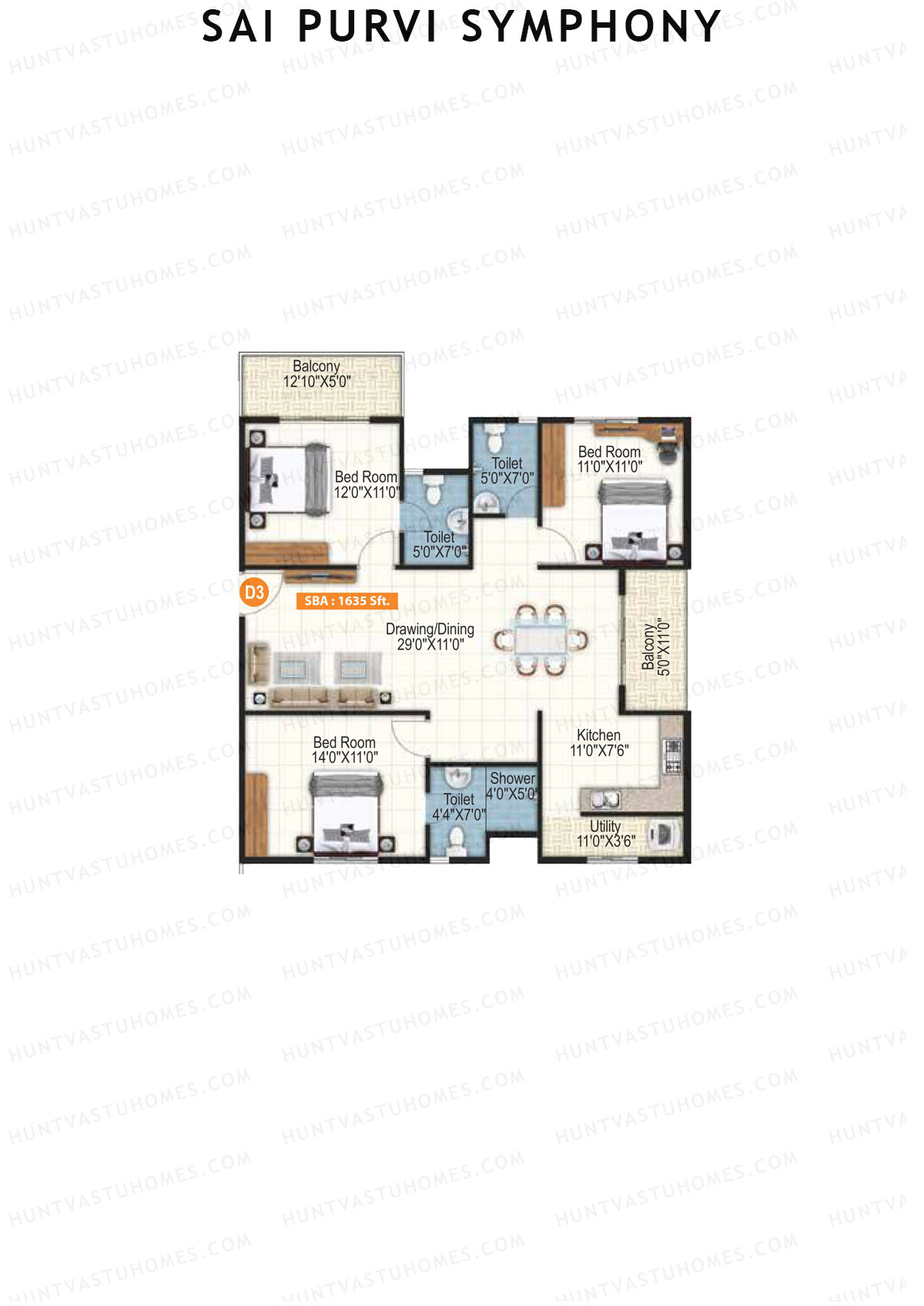 Sai Purvi Symphony Block D Unit 3 Floor Plan