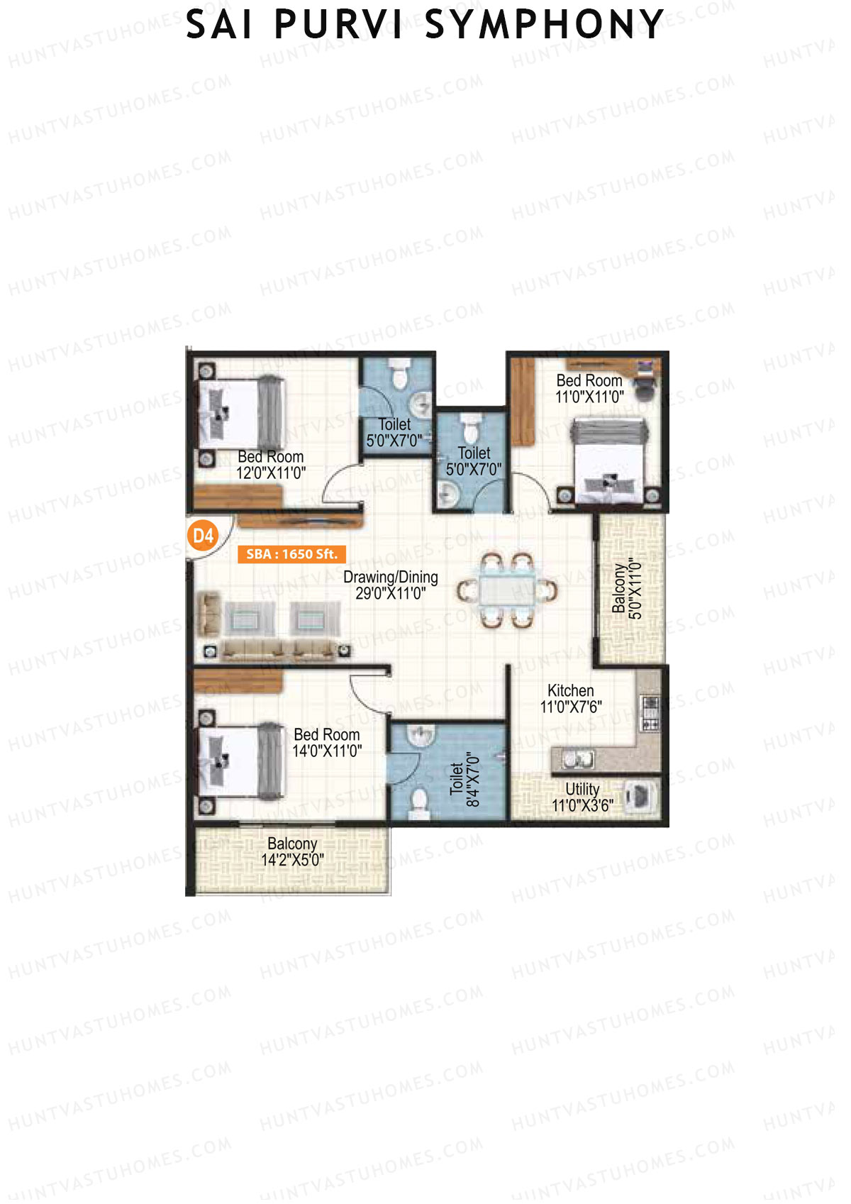 Sai Purvi Symphony Block D Unit 4 Floor Plan