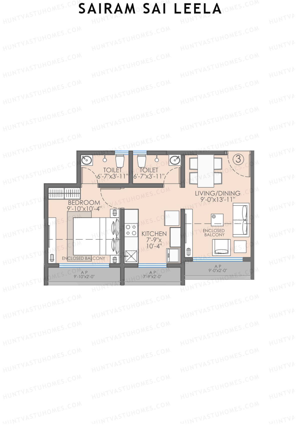 Sairam Sai Leela Wing A Unit 3 Floor Plan