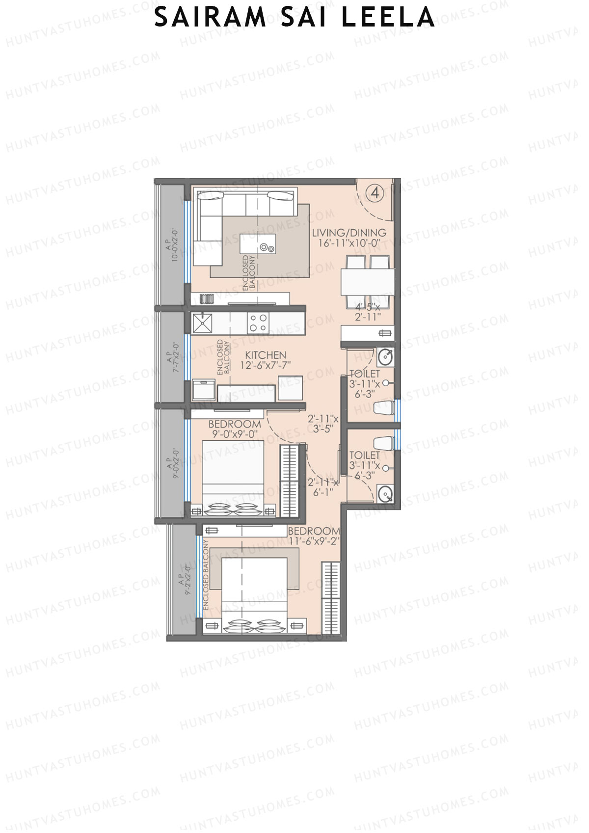 Sairam Sai Leela Wing A Unit 4 Floor Plan