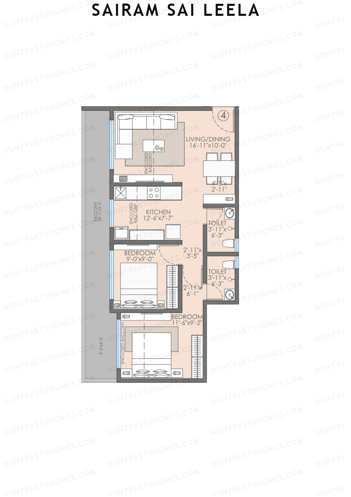 Sairam Sai Leela Wing A Unit 4 Floor Plan
