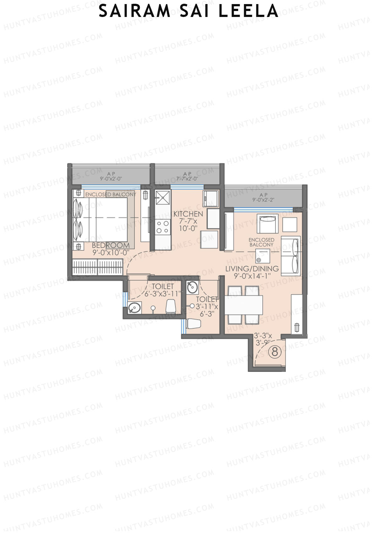 Sairam Sai Leela Wing B Unit 8 Floor Plan